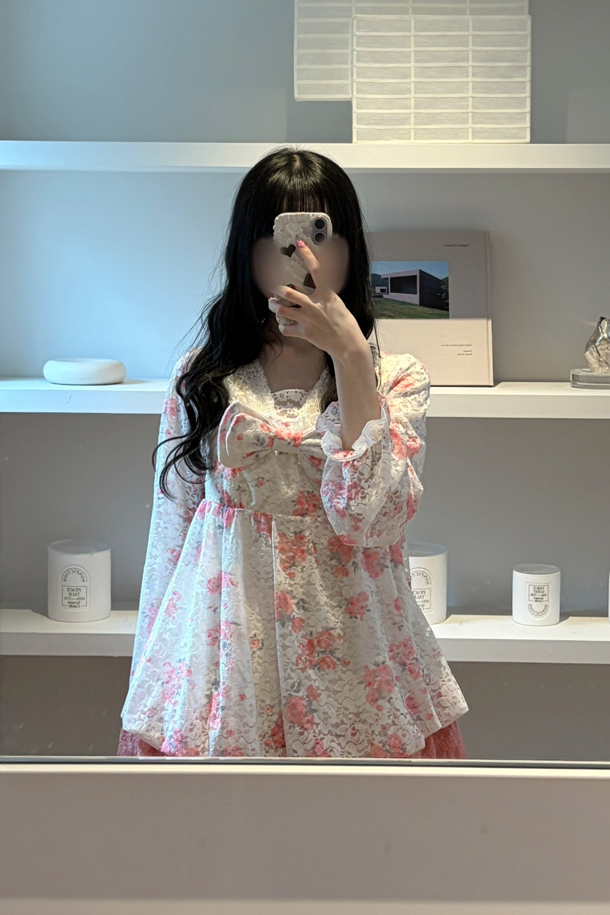 フラワーレースVネックデザインワンピース KR14359