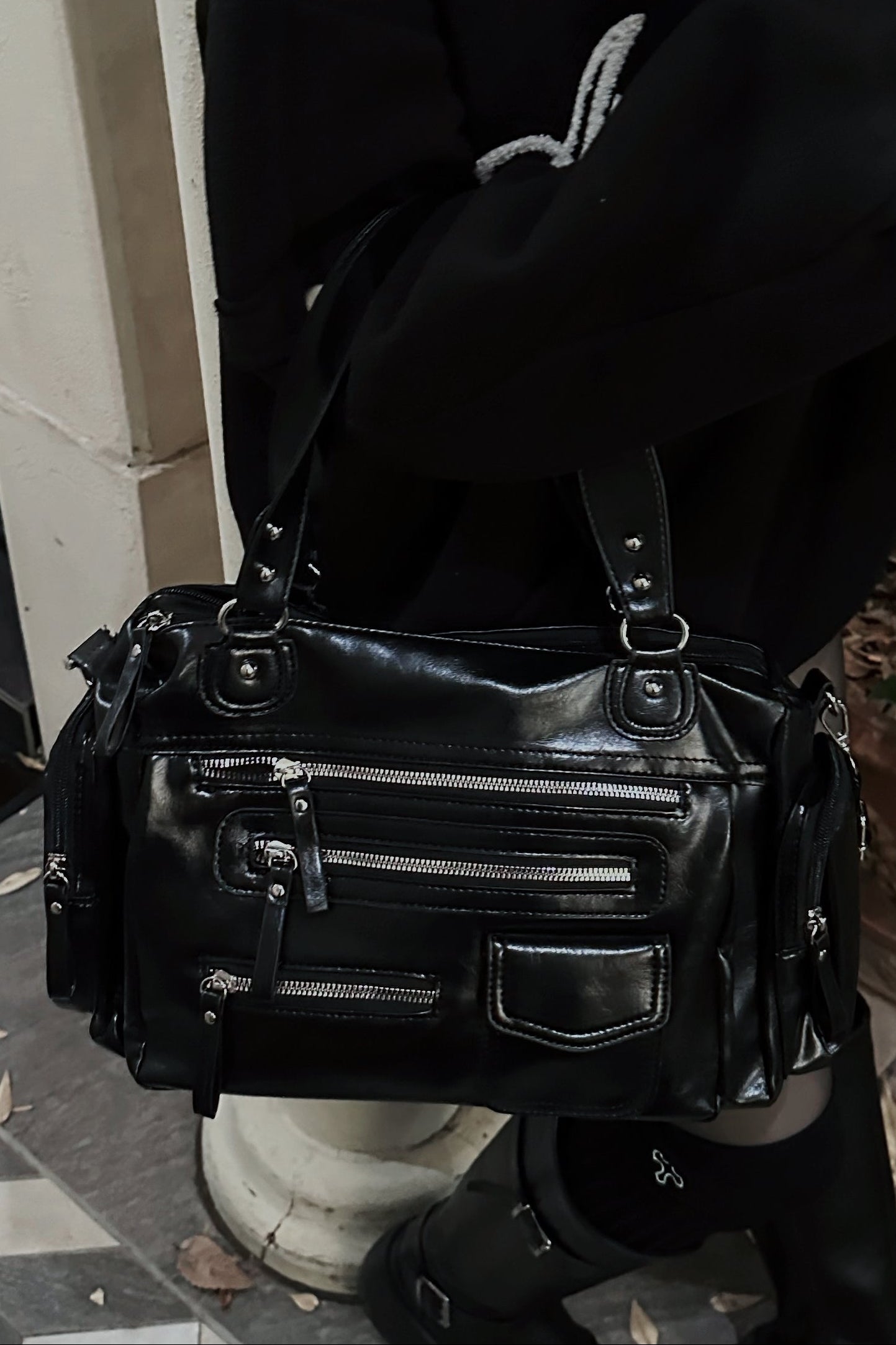 フェイクレザージップバッグ KR13644