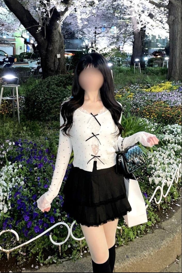 リボンレースドットトップス KR14603