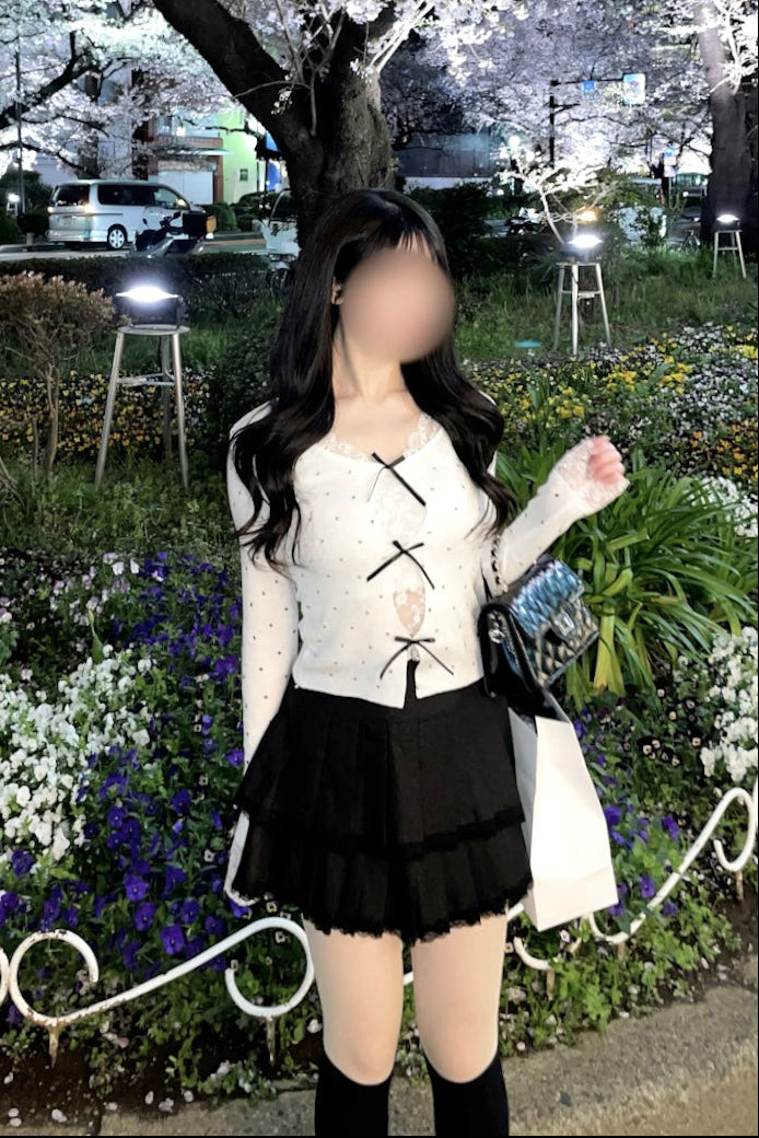 リボンレースドットトップス KR14603