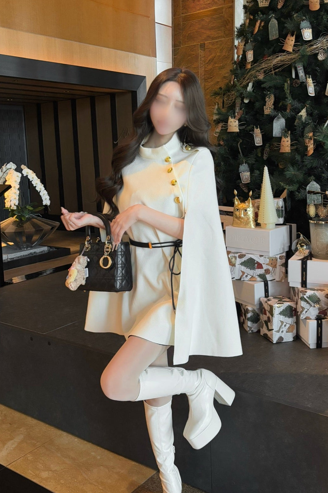 ボタンデザインケープ風ワンピース KR13678