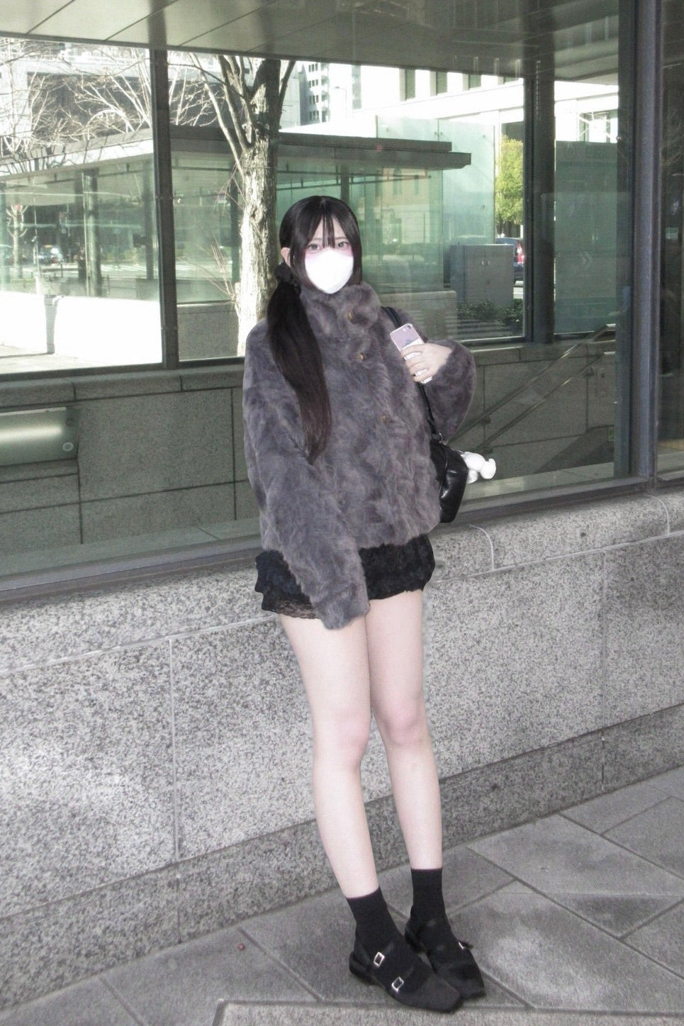 フェイクファースタンドカラーコート KR30364