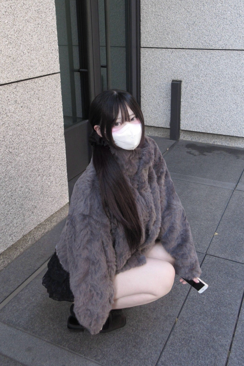 フェイクファースタンドカラーコート KR30364