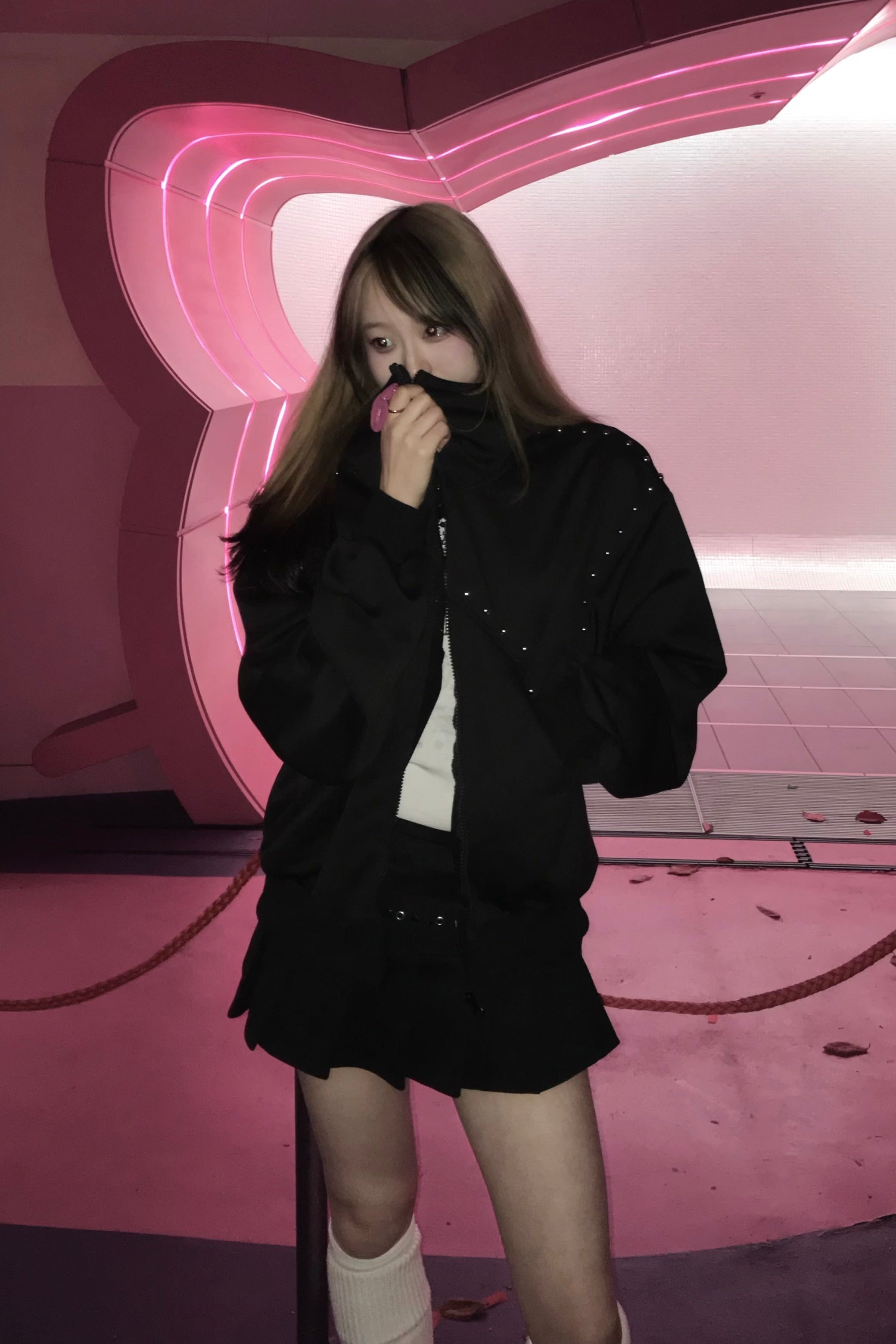 スタッズショルダージップパーカー KR13577