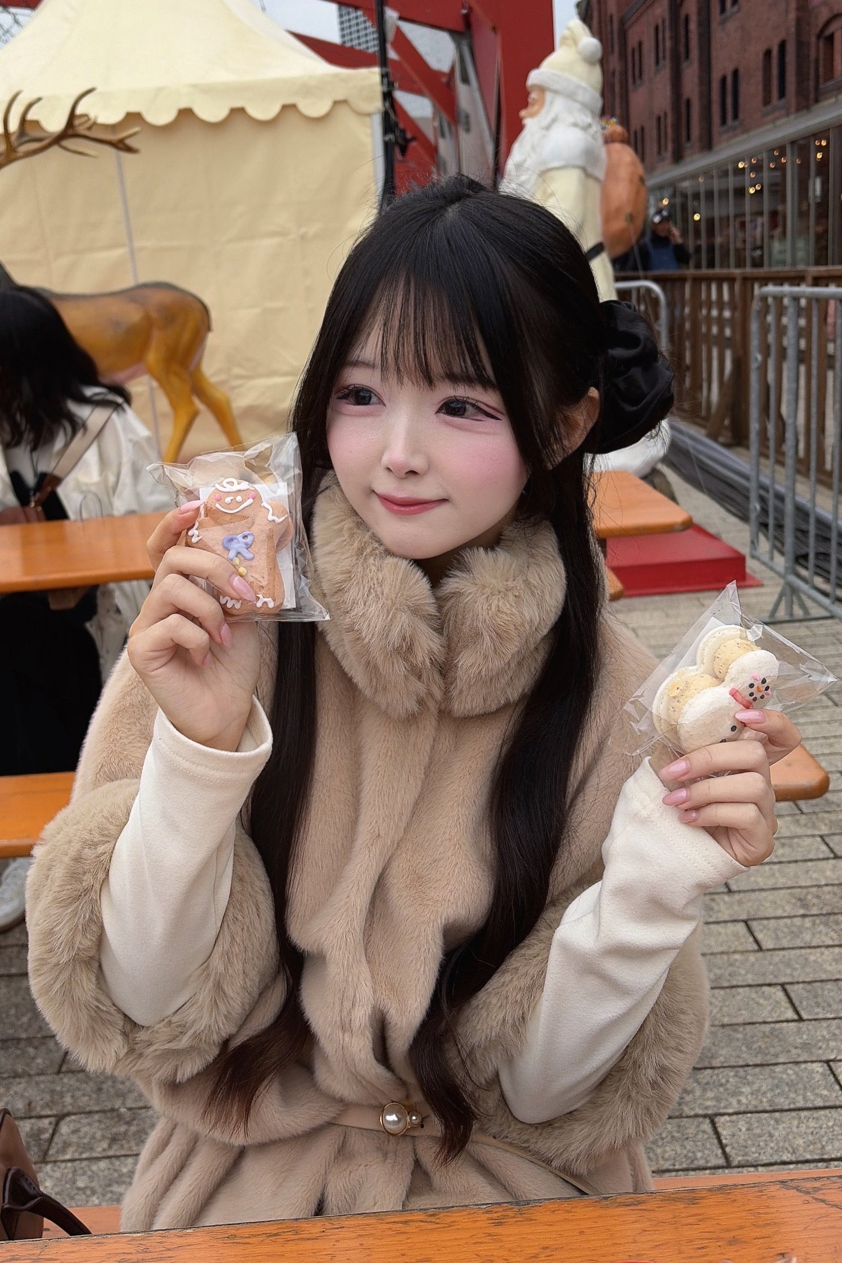 スリーブファーポンチョコート KR30204