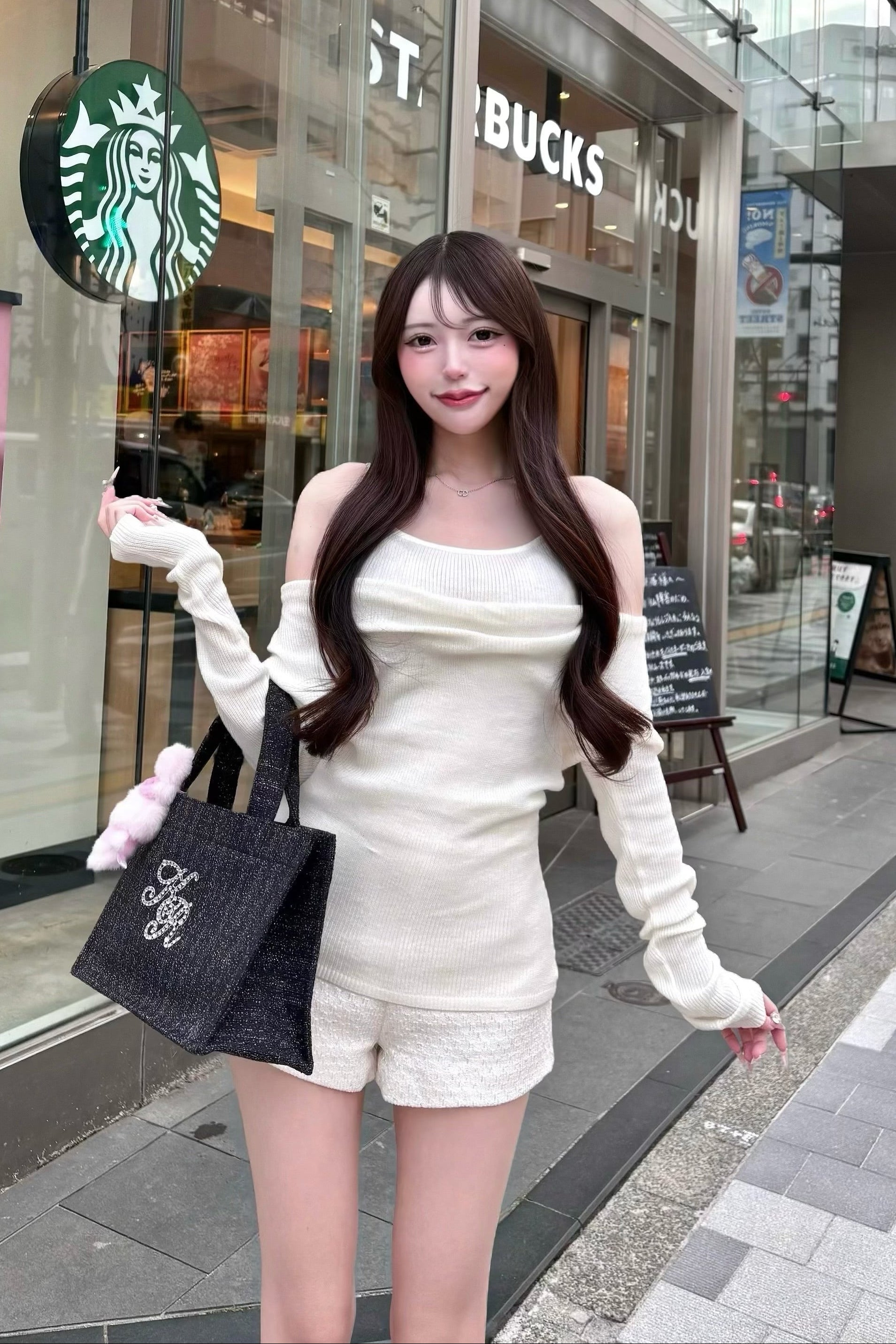 オフショルリブニットトップス KR30470