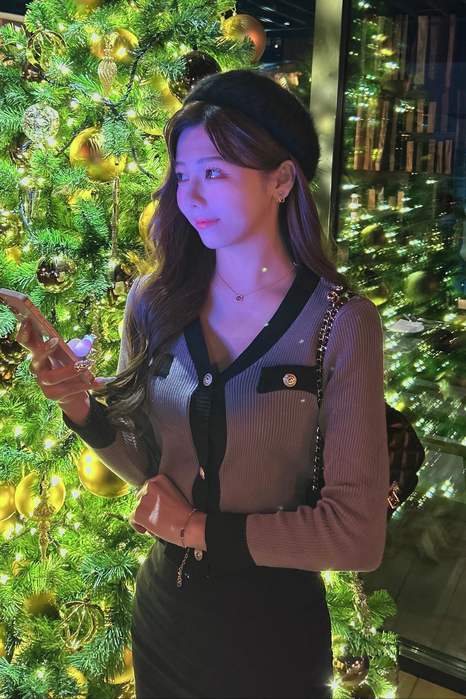 バイカラークロップドカーディガン KR13388