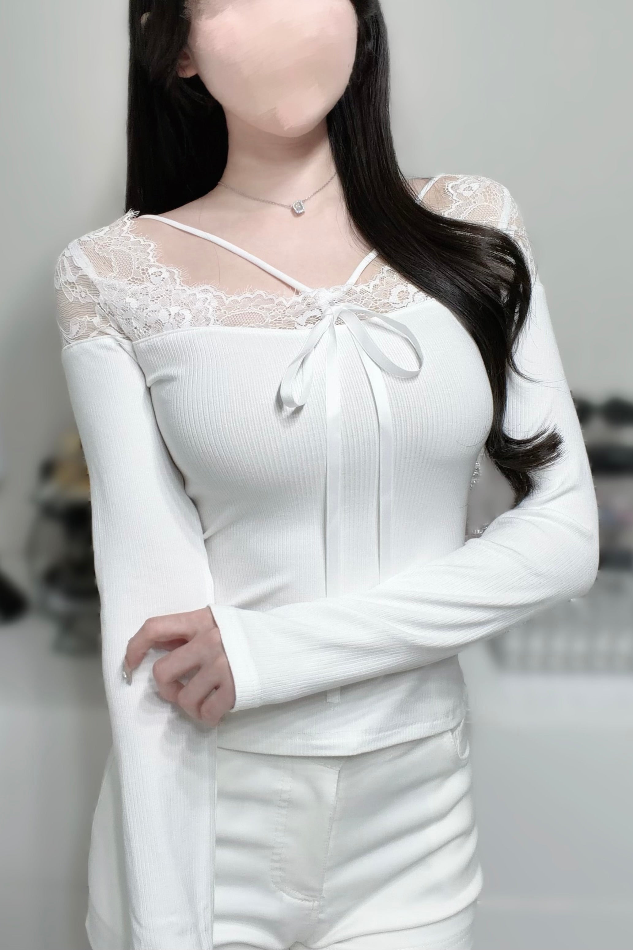 レースリボンクロストップス KR13952