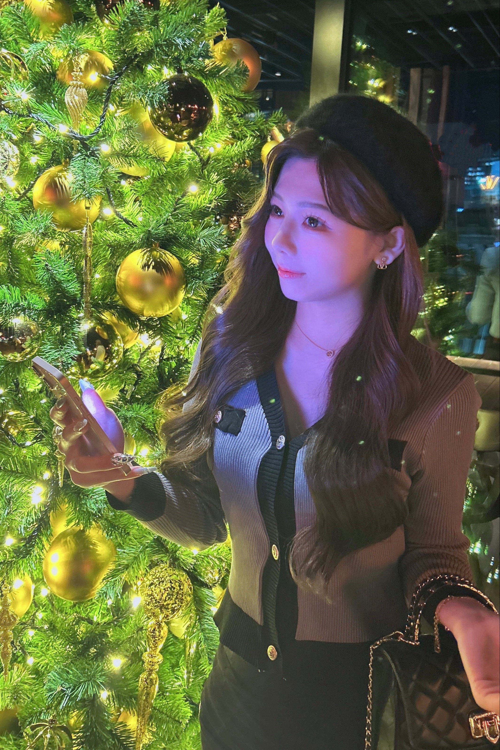 バイカラークロップドカーディガン KR13388