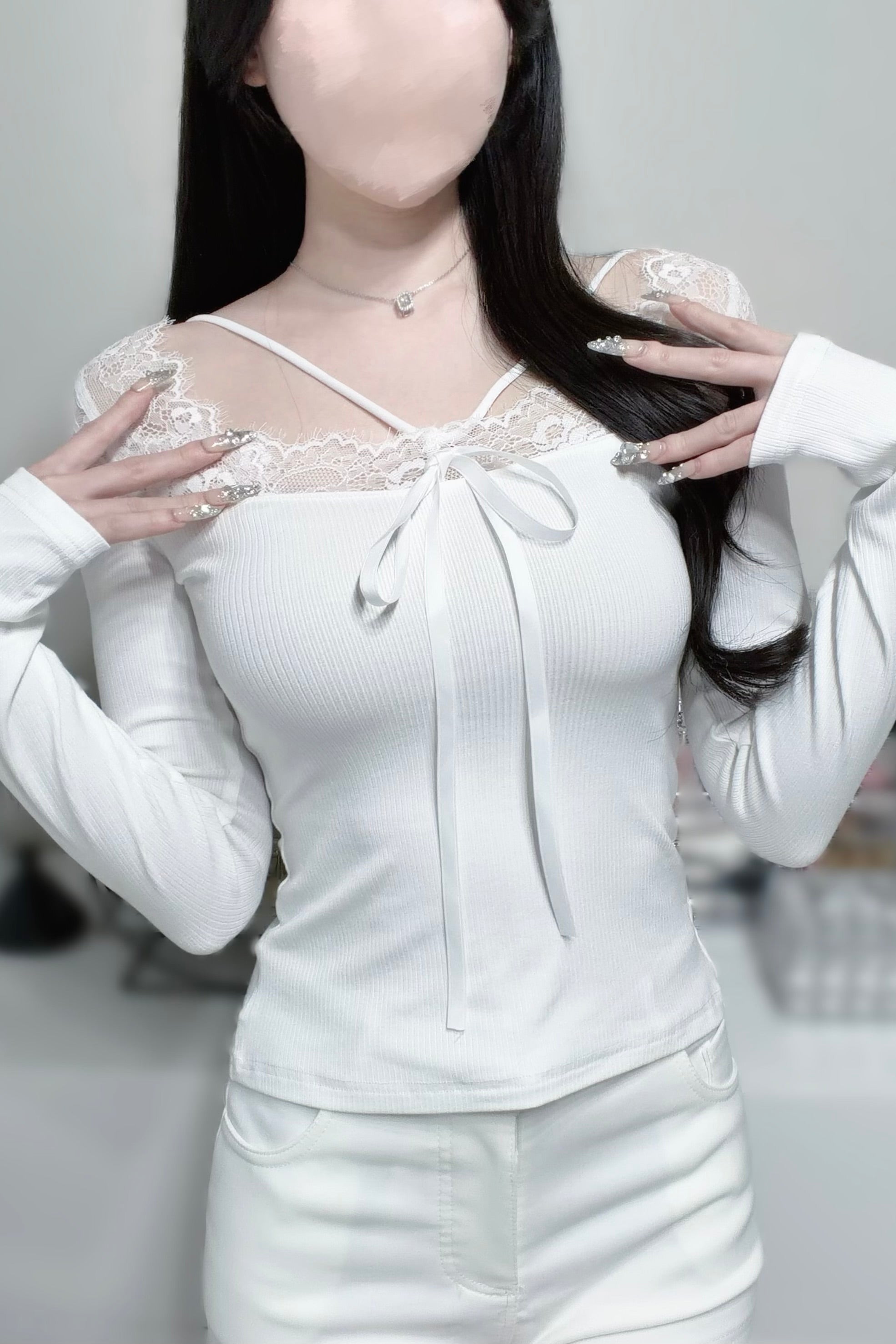 レースリボンクロストップス KR13952