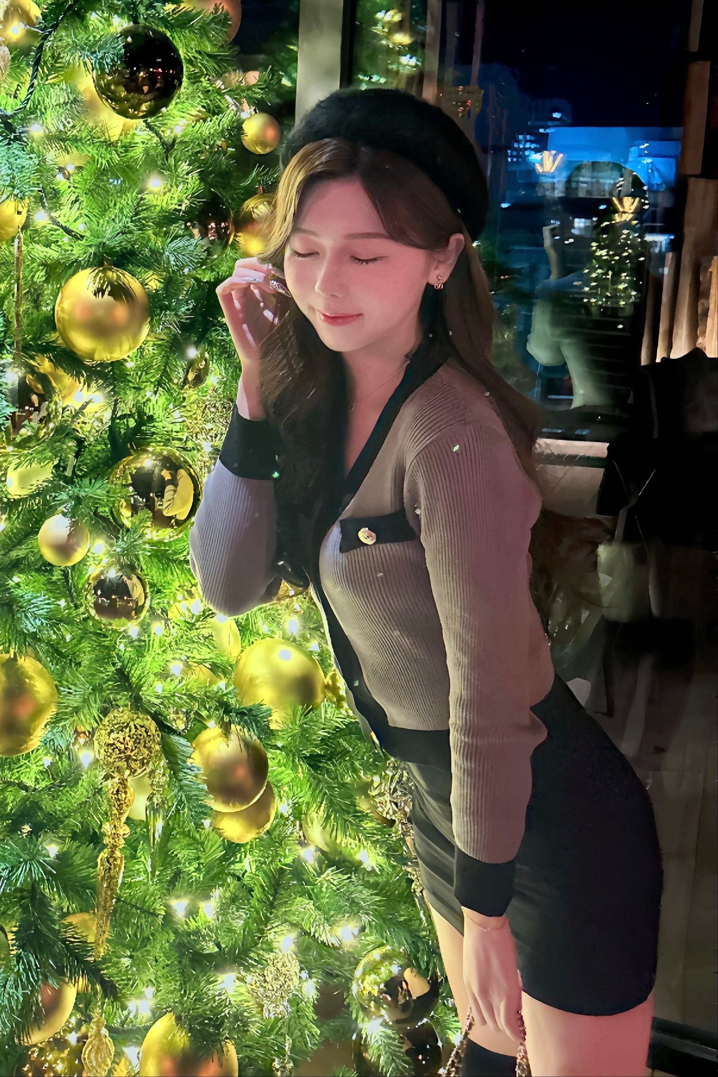 バイカラークロップドカーディガン KR13388