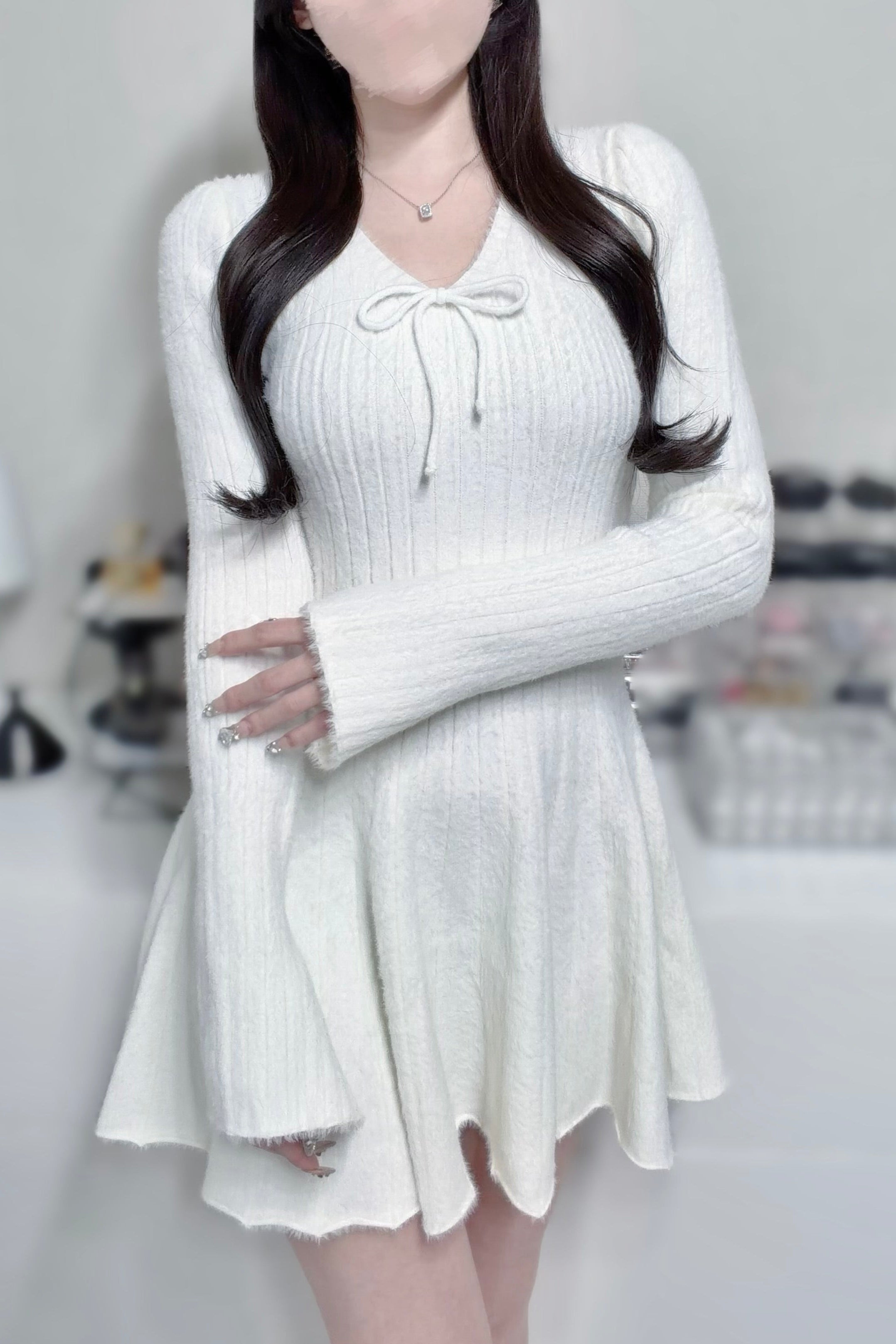 フレアガーリーニットワンピ KR13992