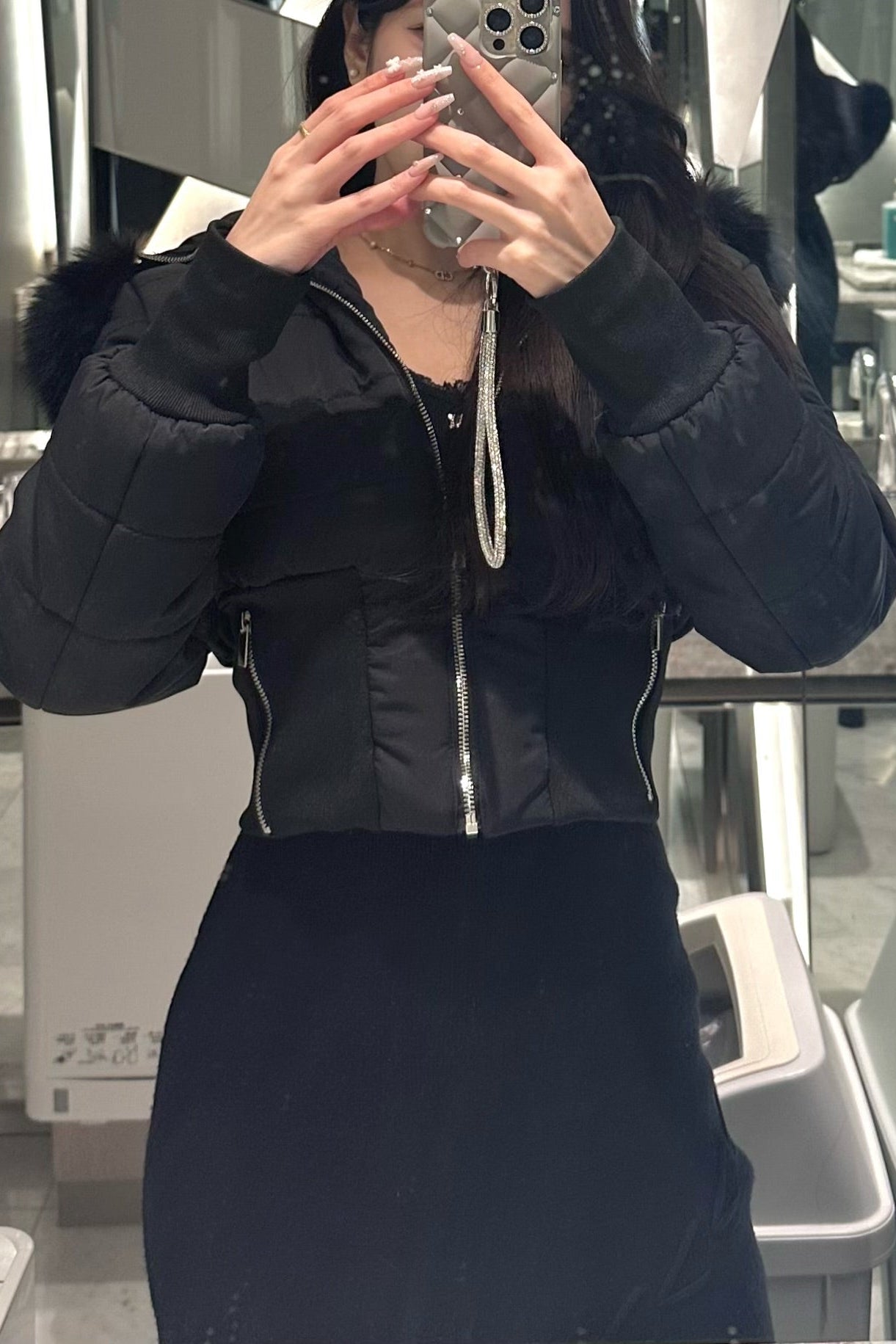 クロップドフードファーダウンジャケット KR30246