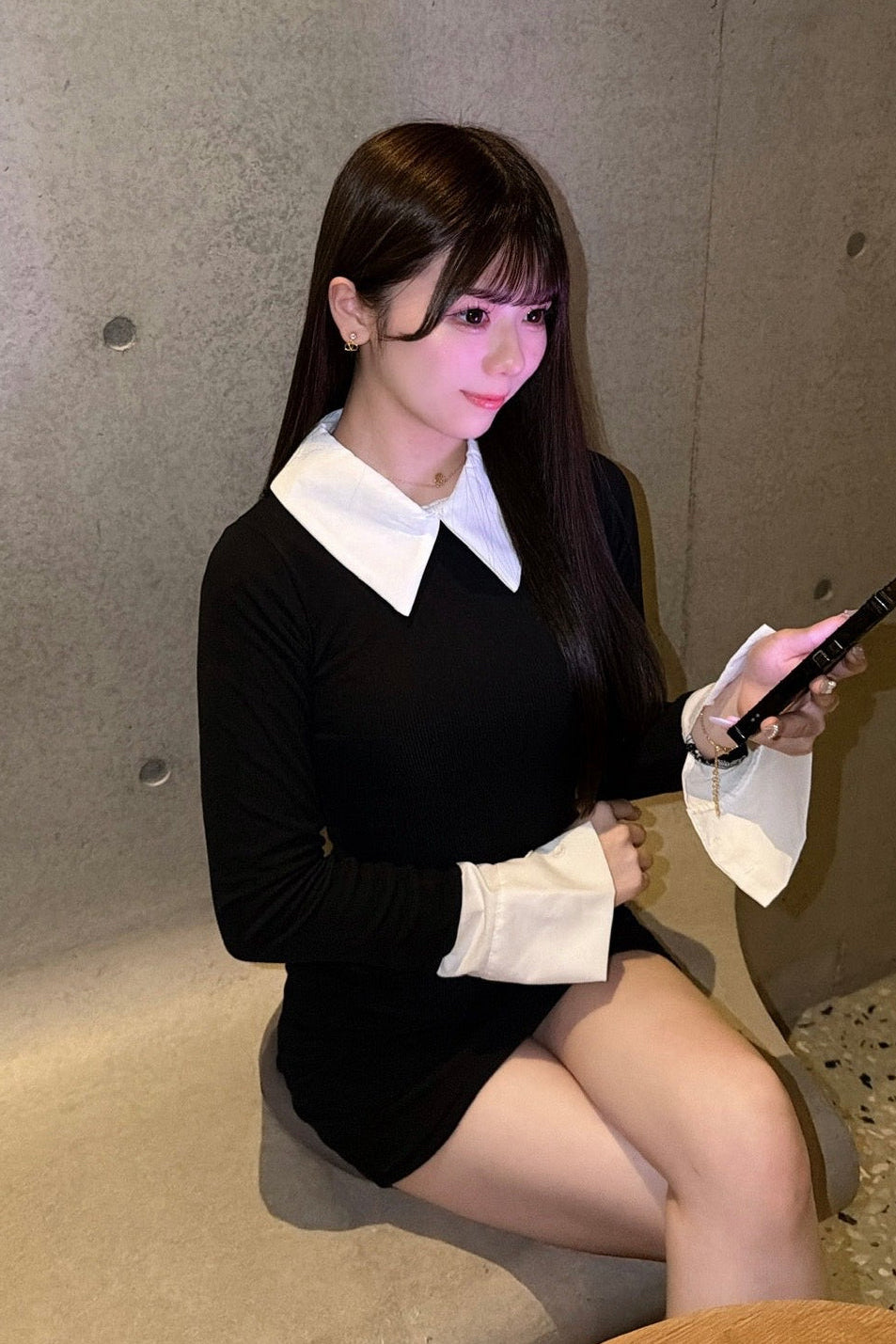 バイカラーシャツワンピース KR13384