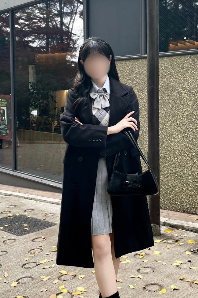 バイカラーリボンロングコート KR30114