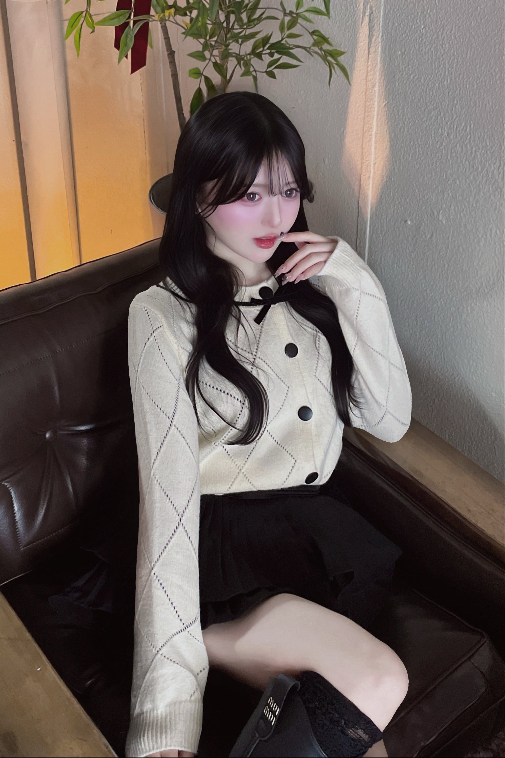 スカシアミフロントリボンカーディガン KR13600