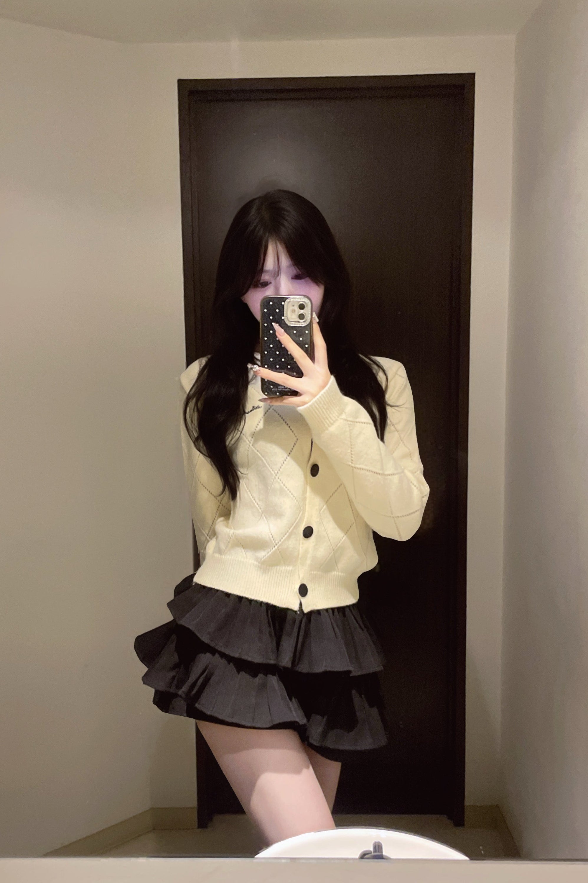 スカシアミフロントリボンカーディガン KR13600