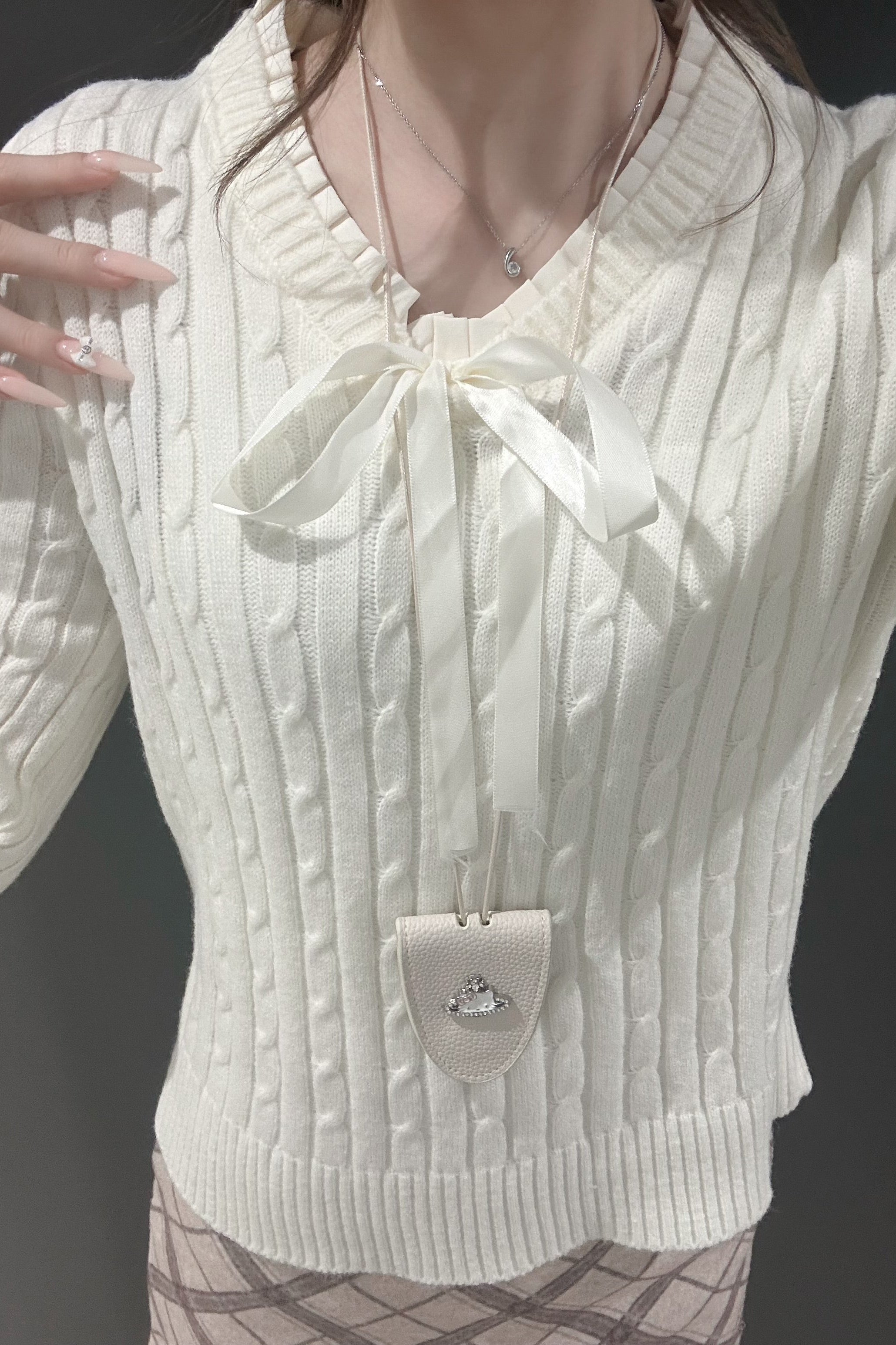 フロントリボンケーブルニット KR13469