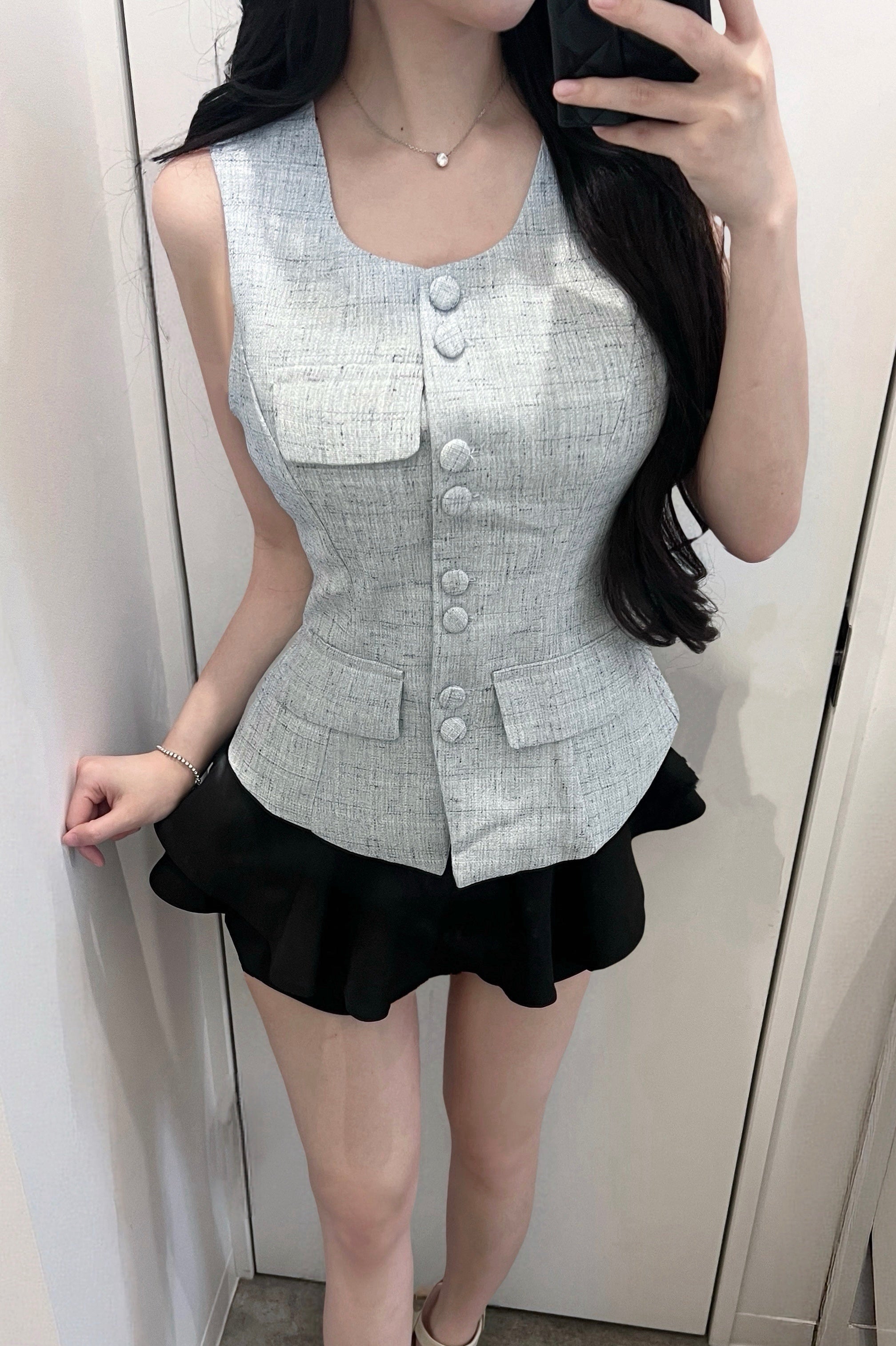 ノースリーブツイードトップス KR14954