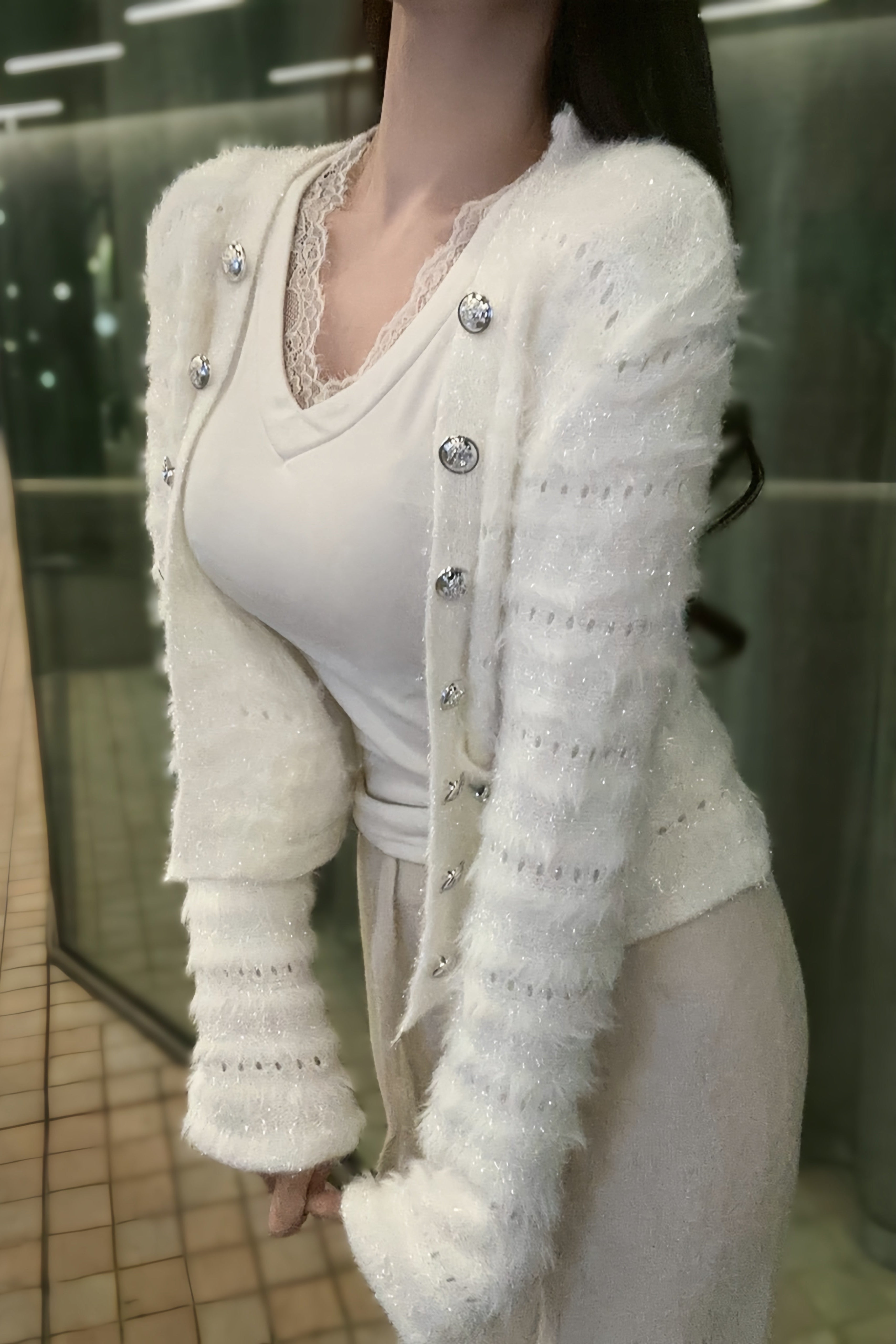 ラグジュアリーラメカーディガン KR13816