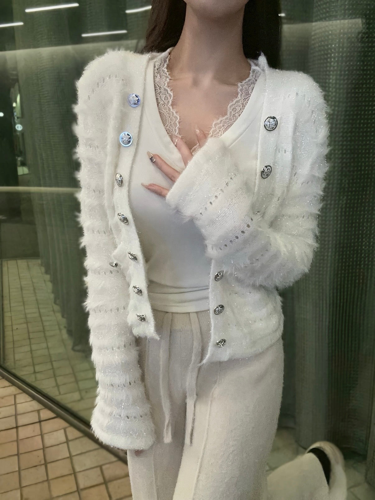 ラグジュアリーラメカーディガン KR13816