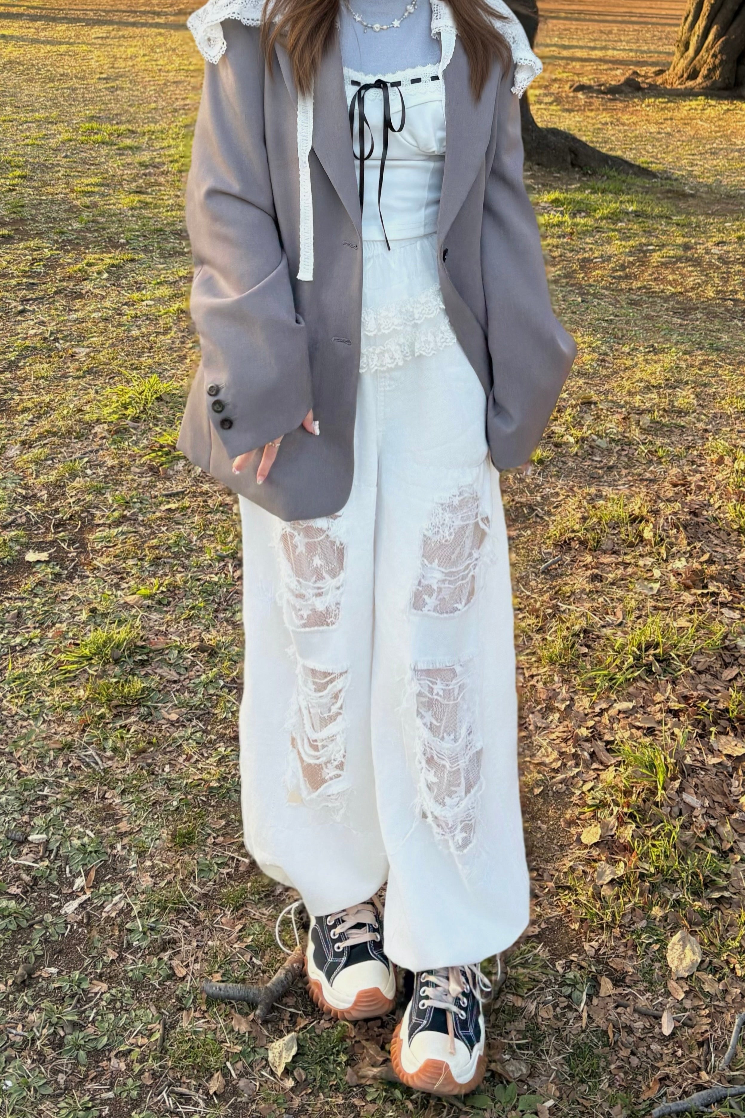 ダメージデニムワイドパンツ KR14229