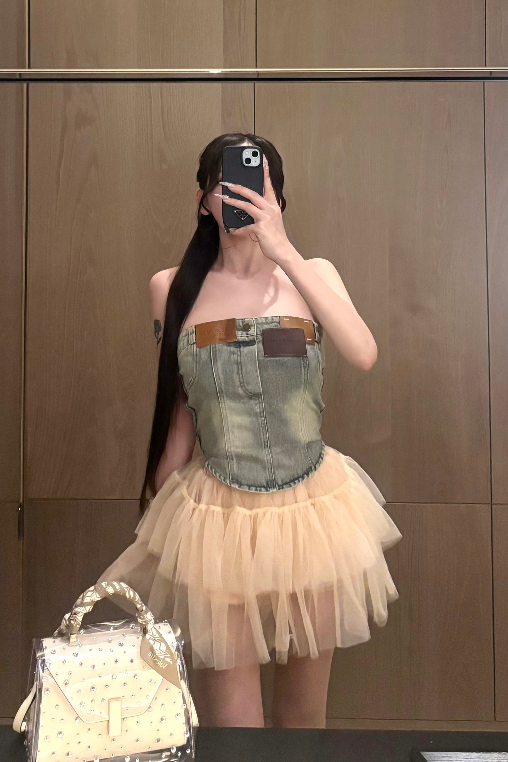 デニムベアトップチュールセットアップ KR30676