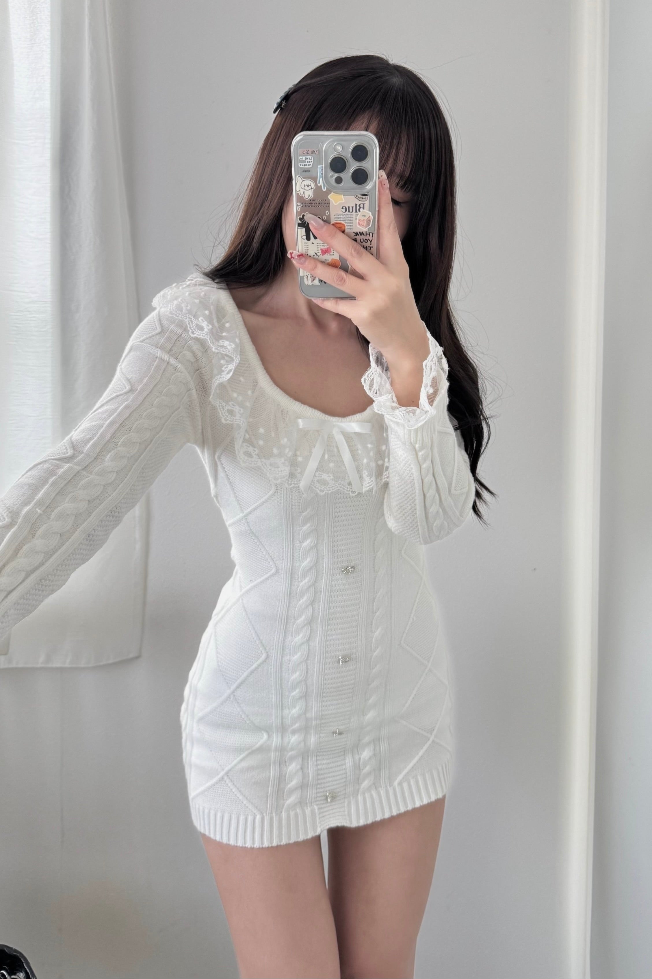 レースニットタイトワンピース KR13702