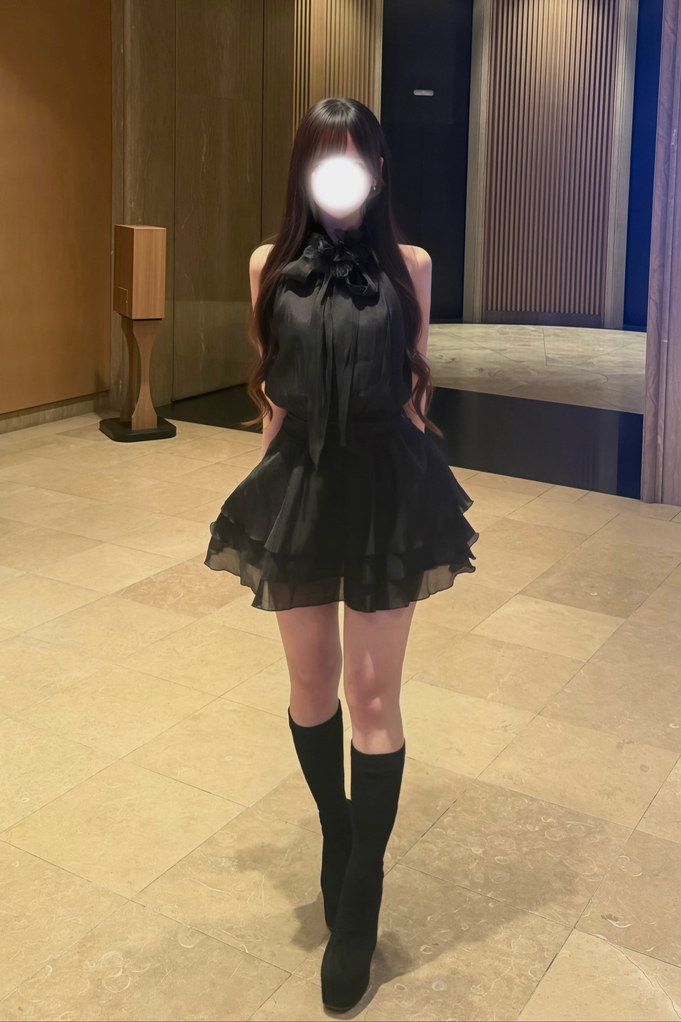 リボンシースルーティアードワンピース KR14871