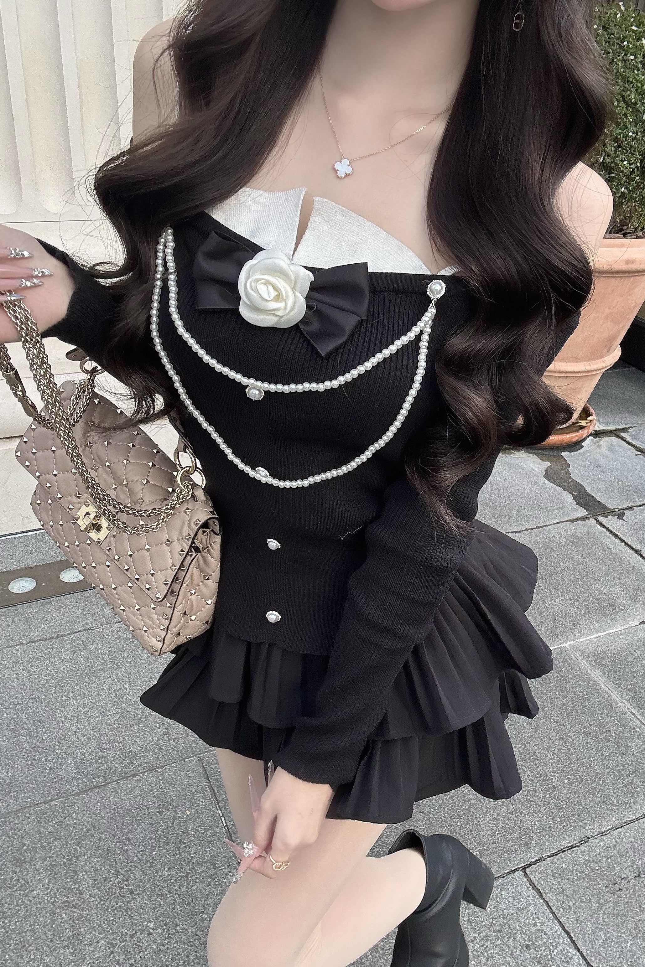 フロントパールボタントップス KR13777