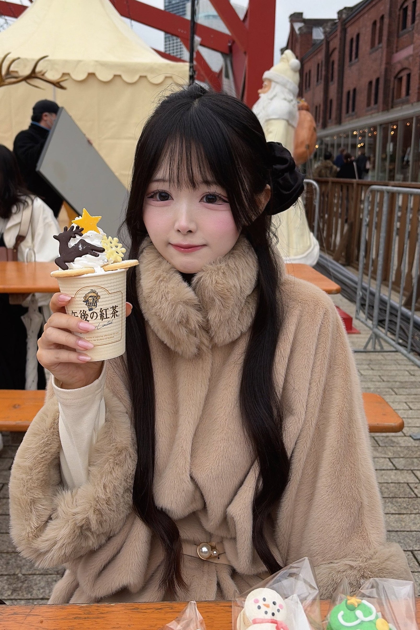 スリーブファーポンチョコート KR30204