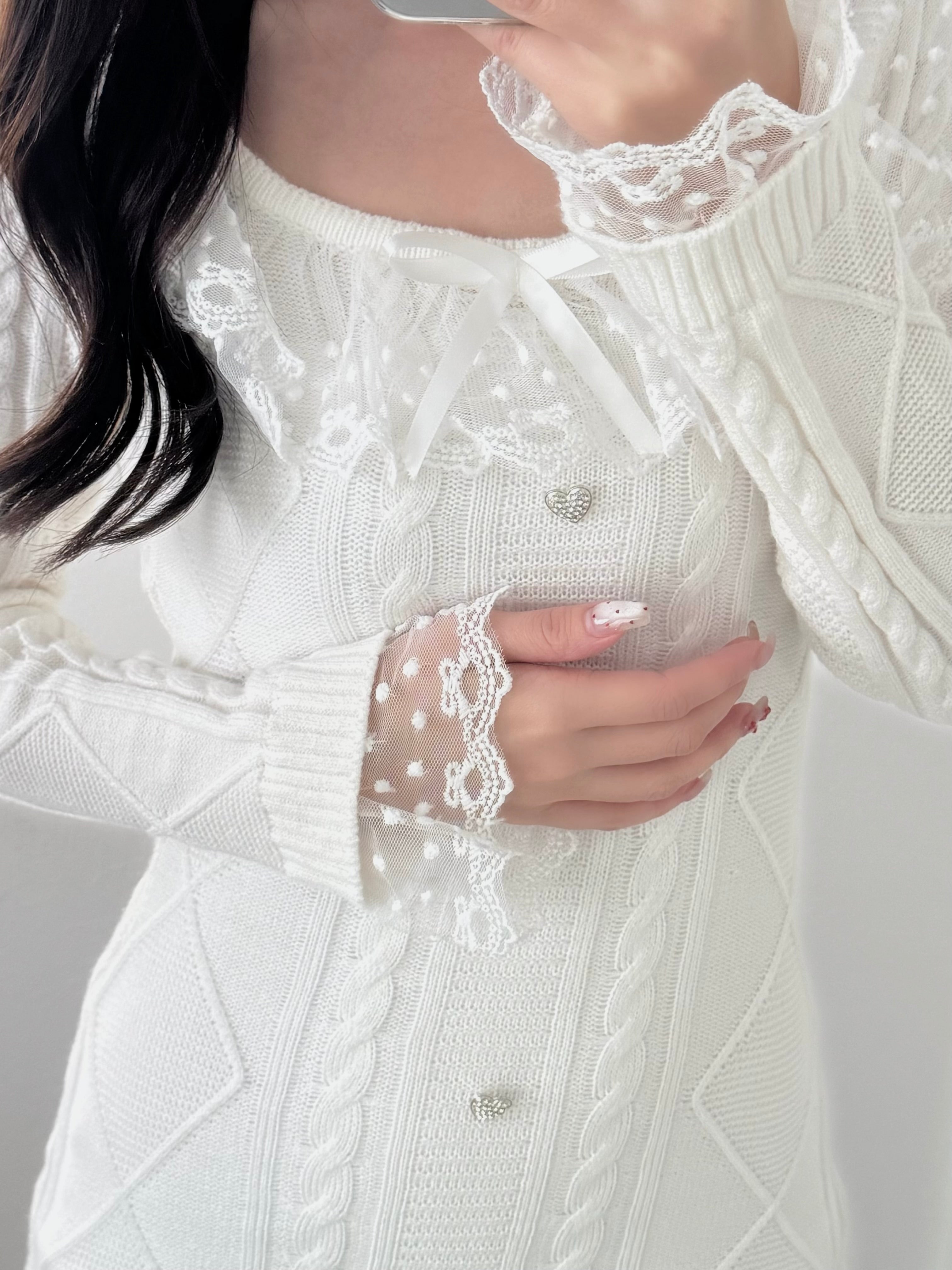 レースニットタイトワンピース KR13702