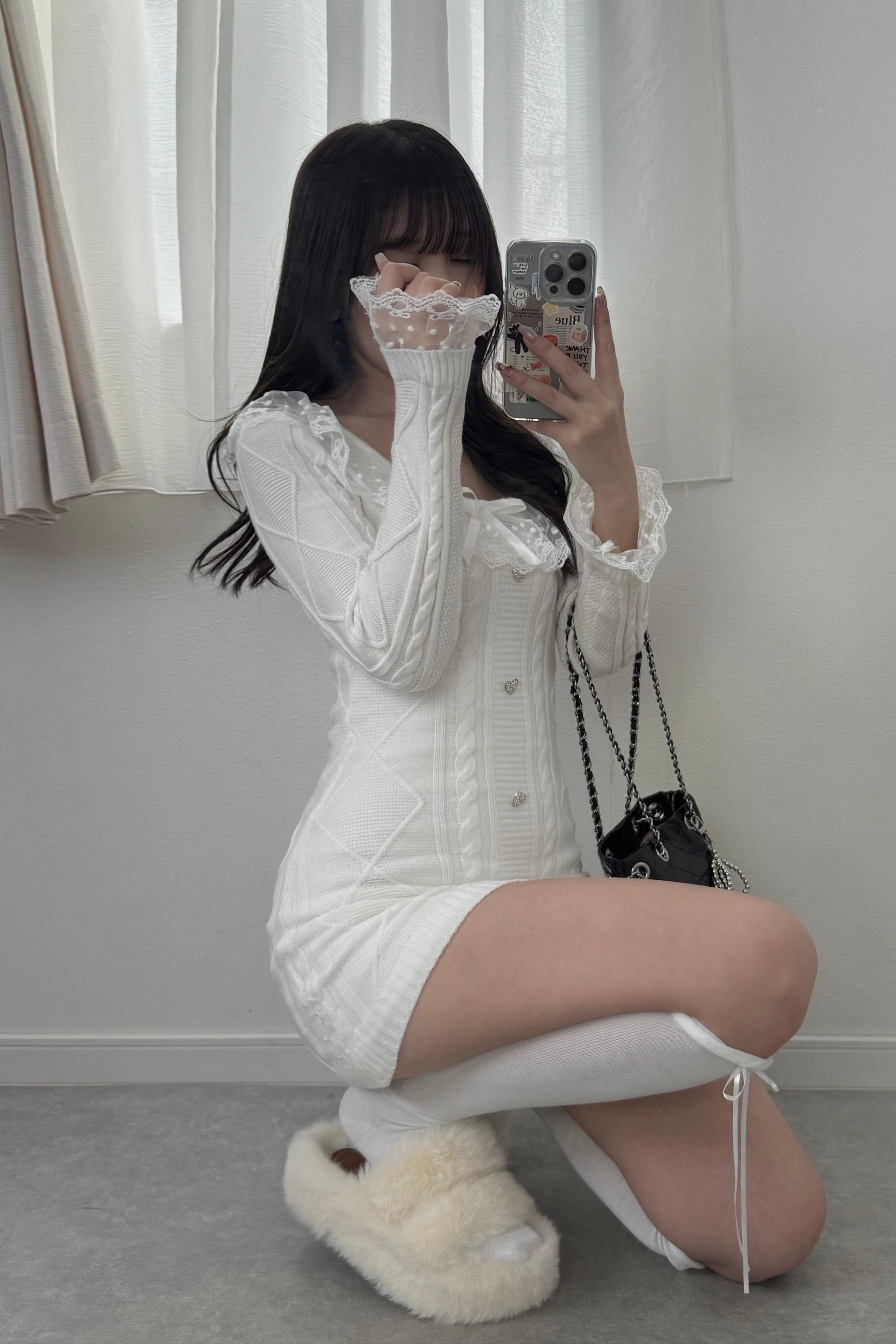 レースニットタイトワンピース KR13702