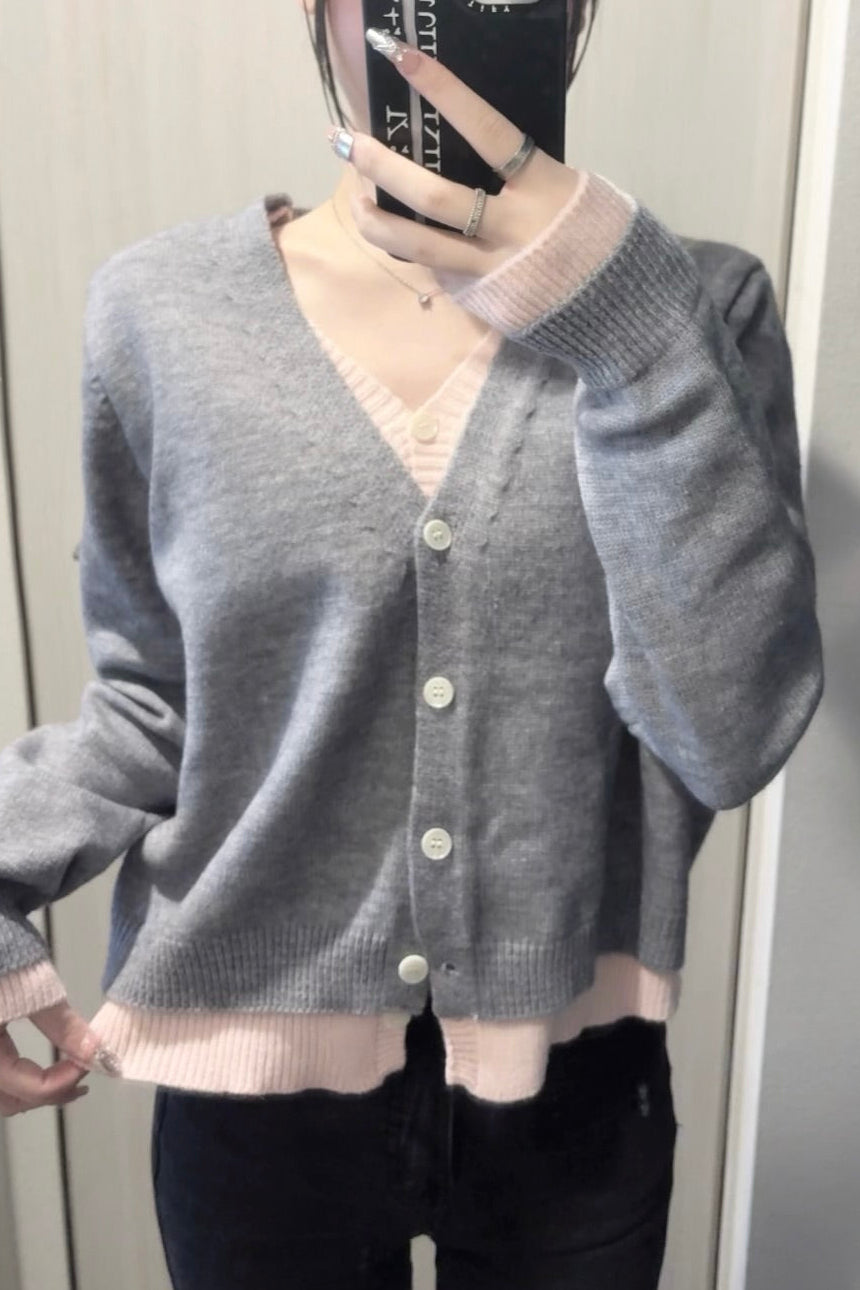 レイヤーシンプルニットカーディガン KR14348