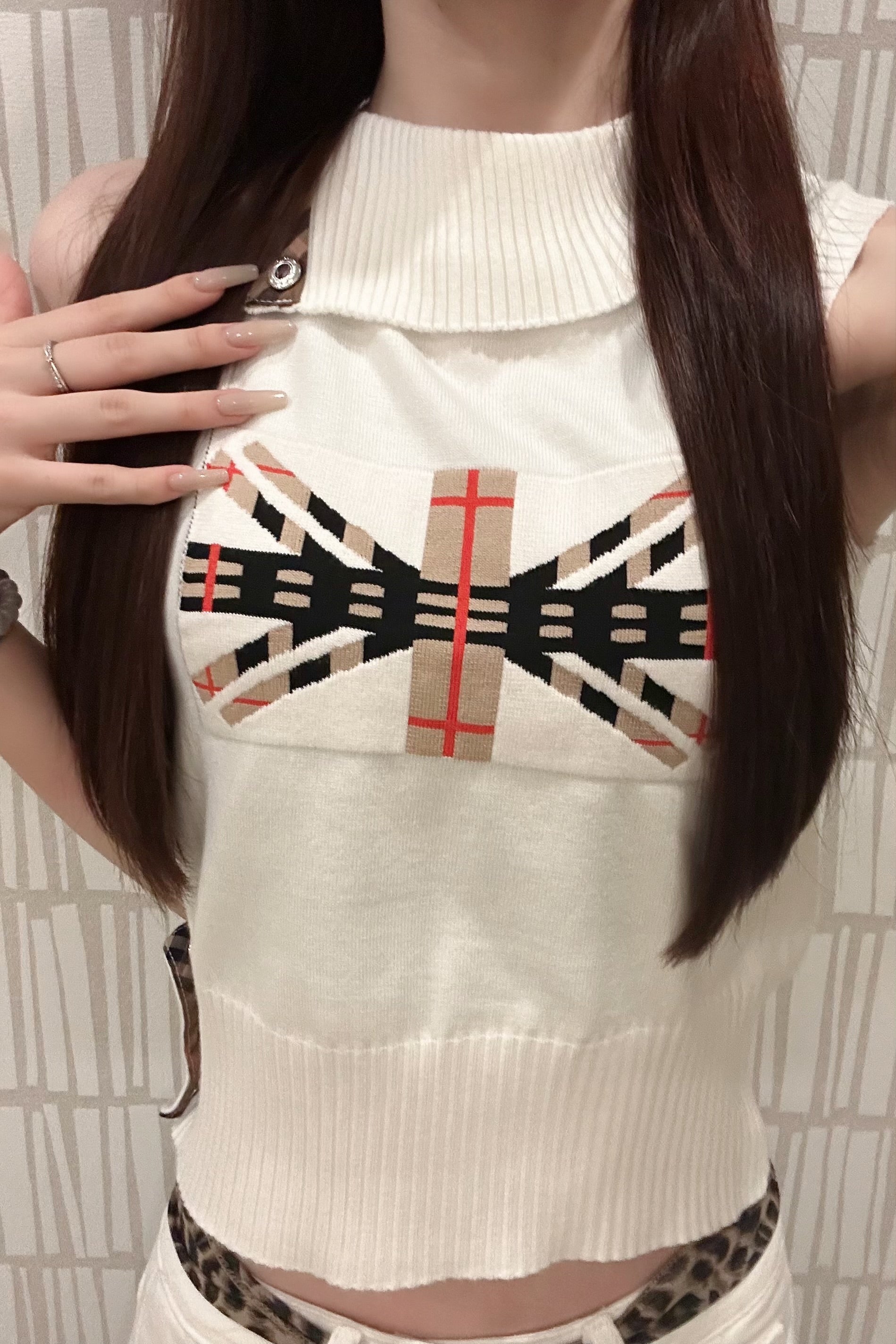 チェックユニオンニット KR15454