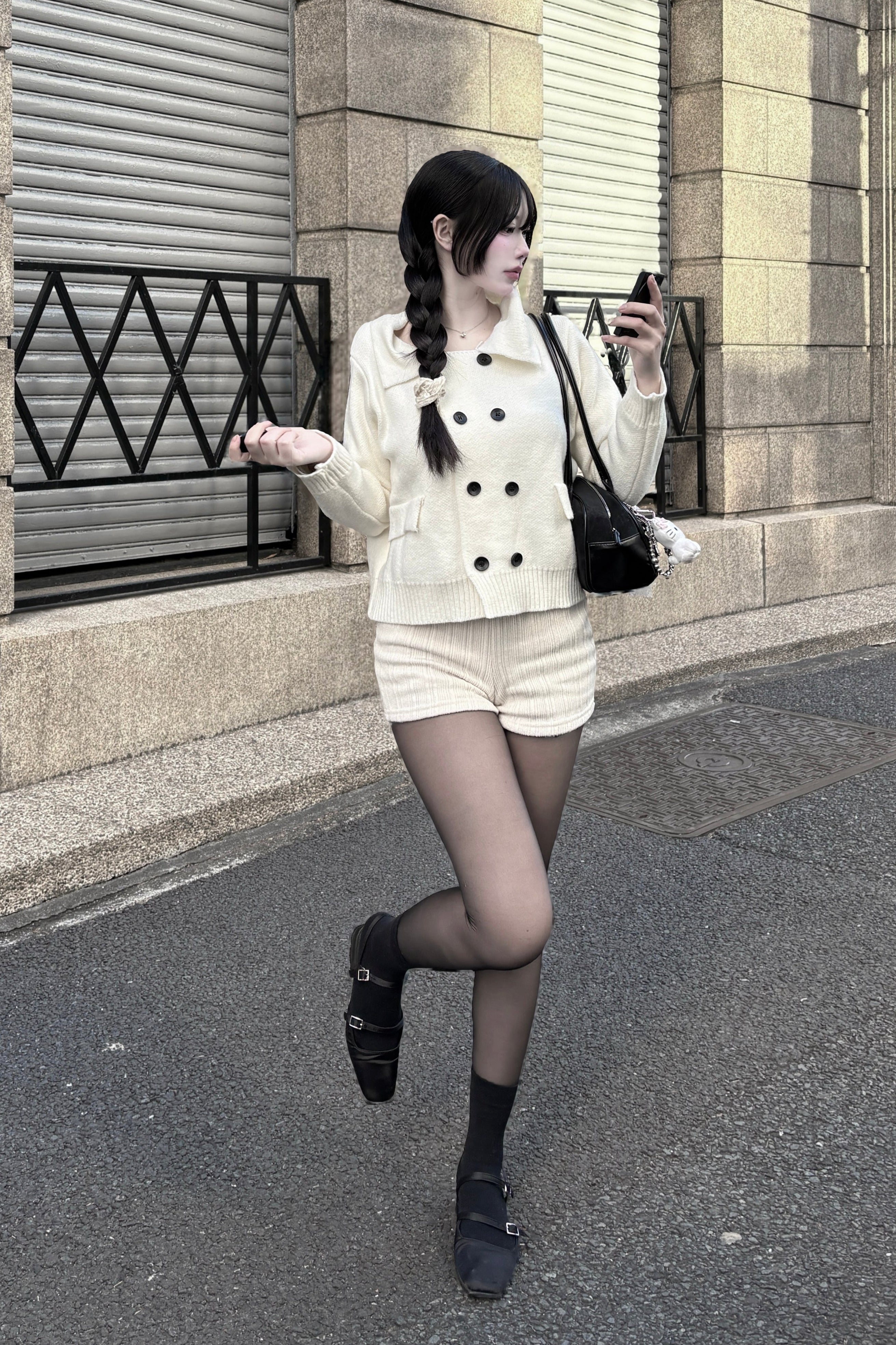 ダブルボタンニットカーディガン KR14046