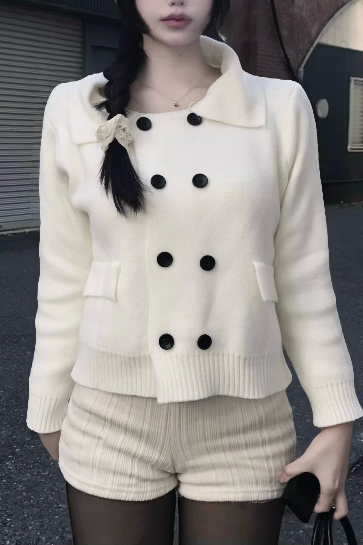 ダブルボタンニットカーディガン KR14046