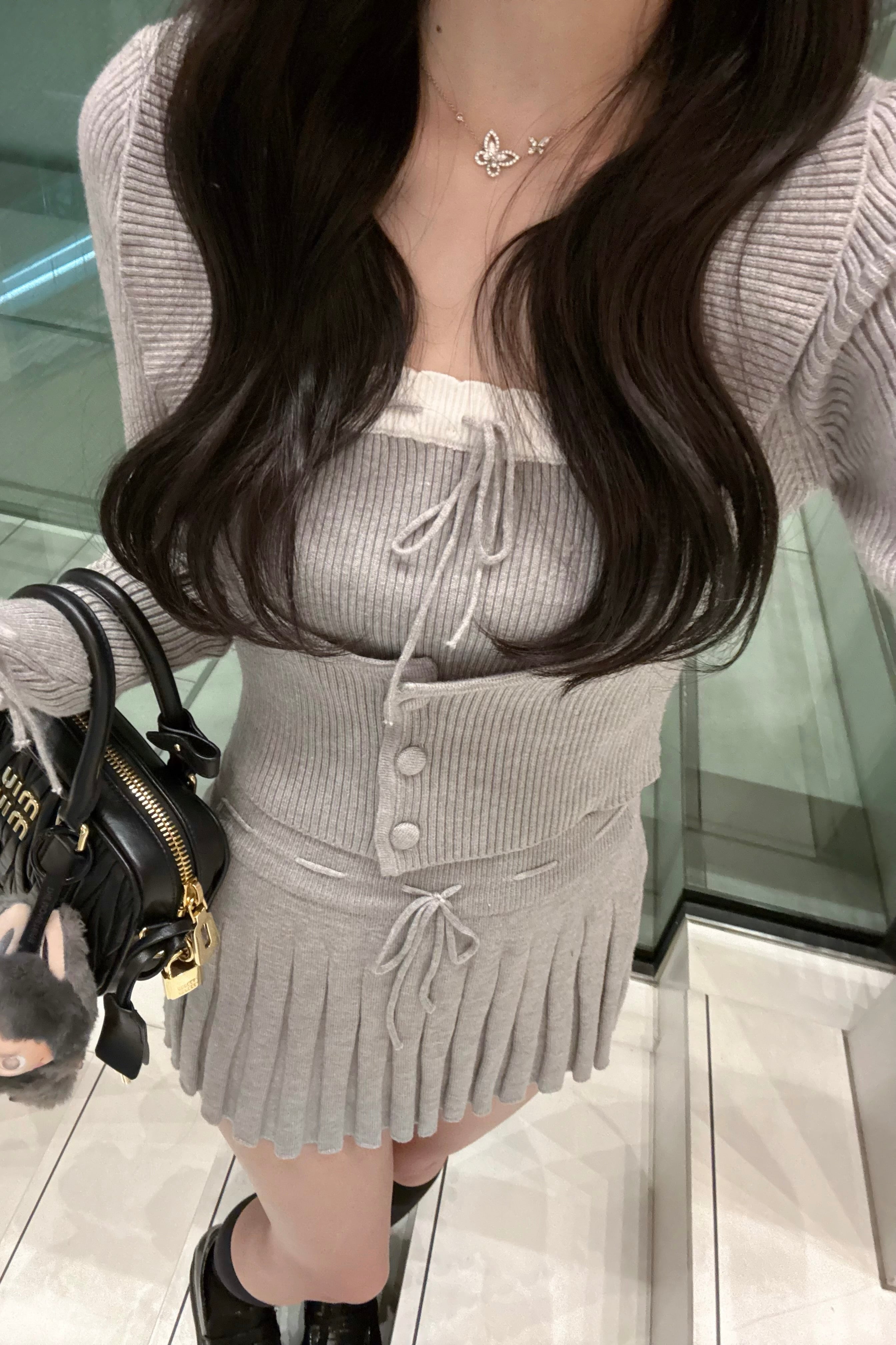 リボンニットプリーツセットアップ KR12338