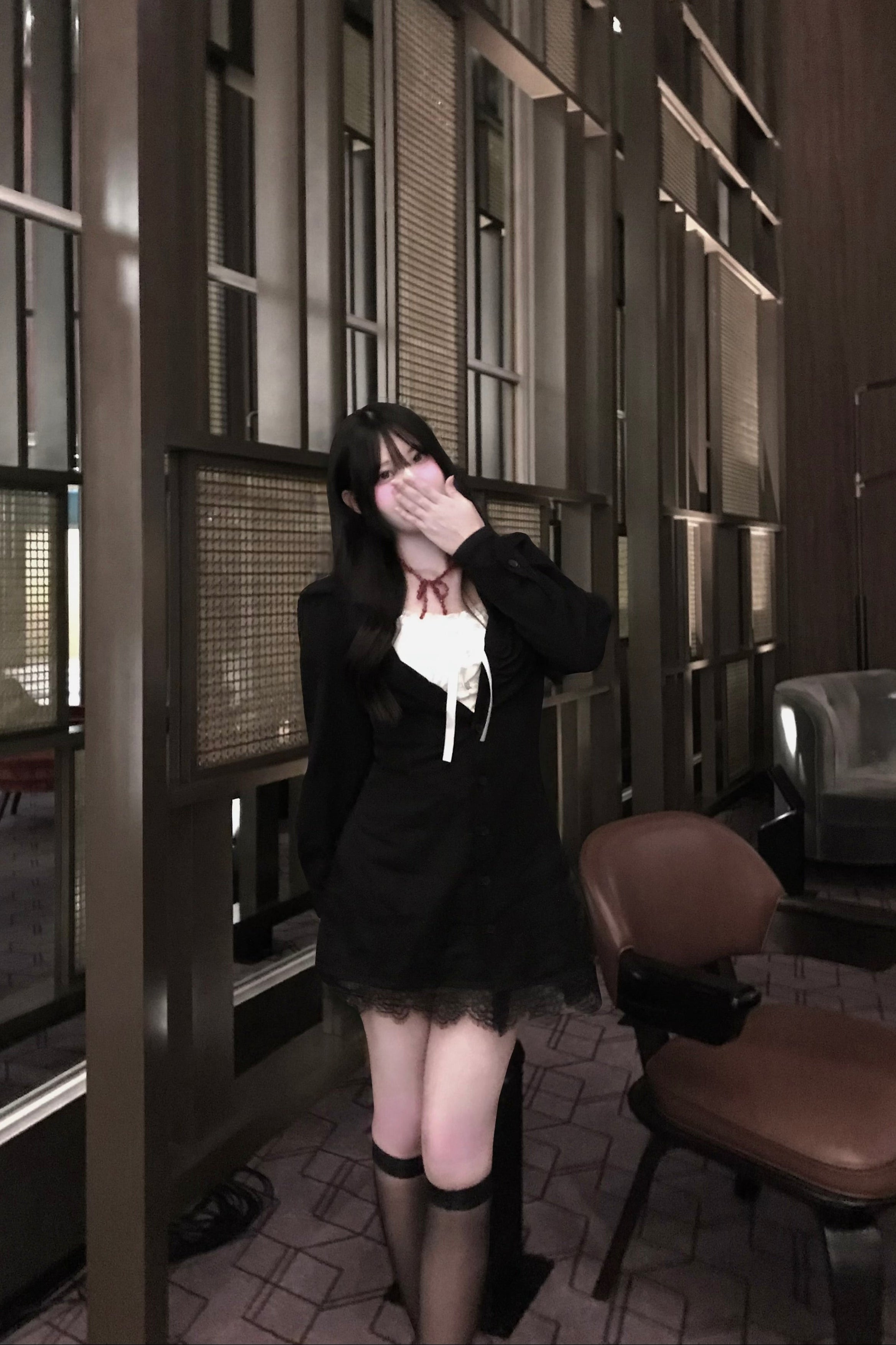 フロントボタンレースシャツワンピース KR14048