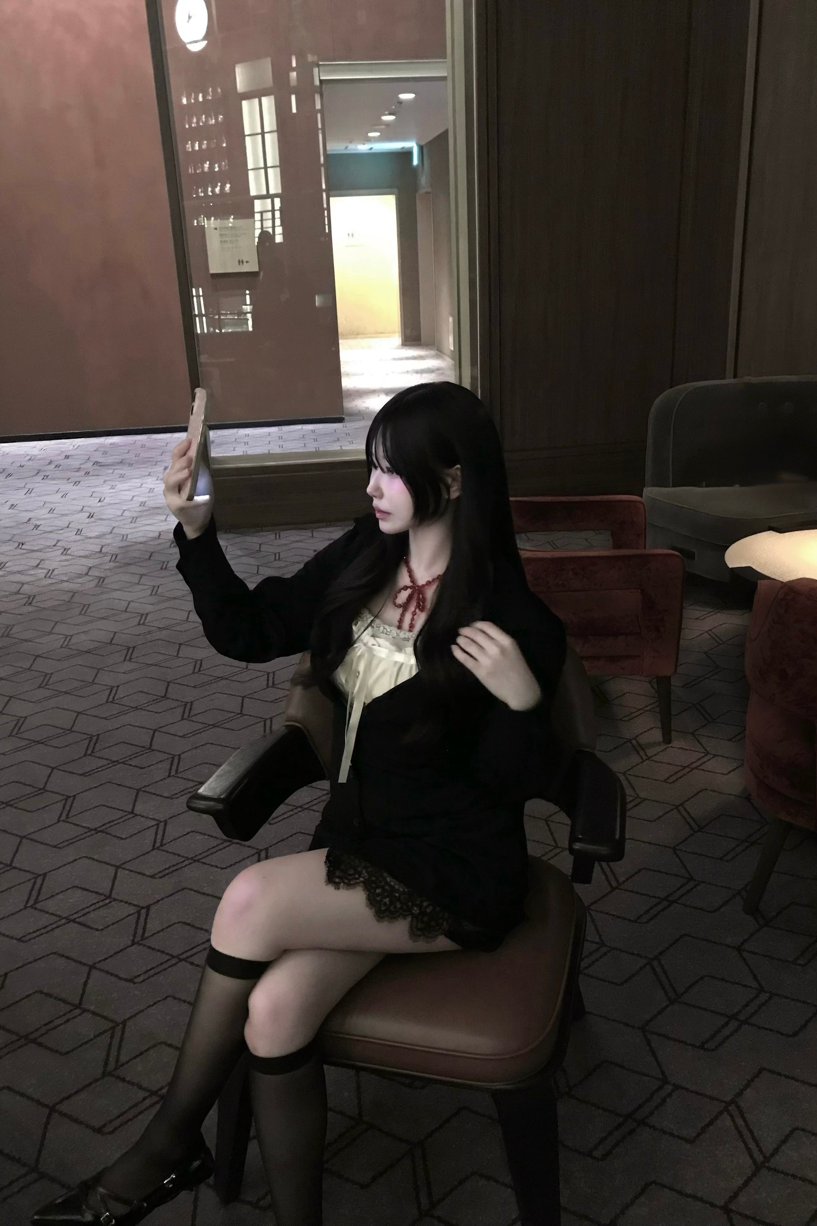 フロントボタンレースシャツワンピース KR14048