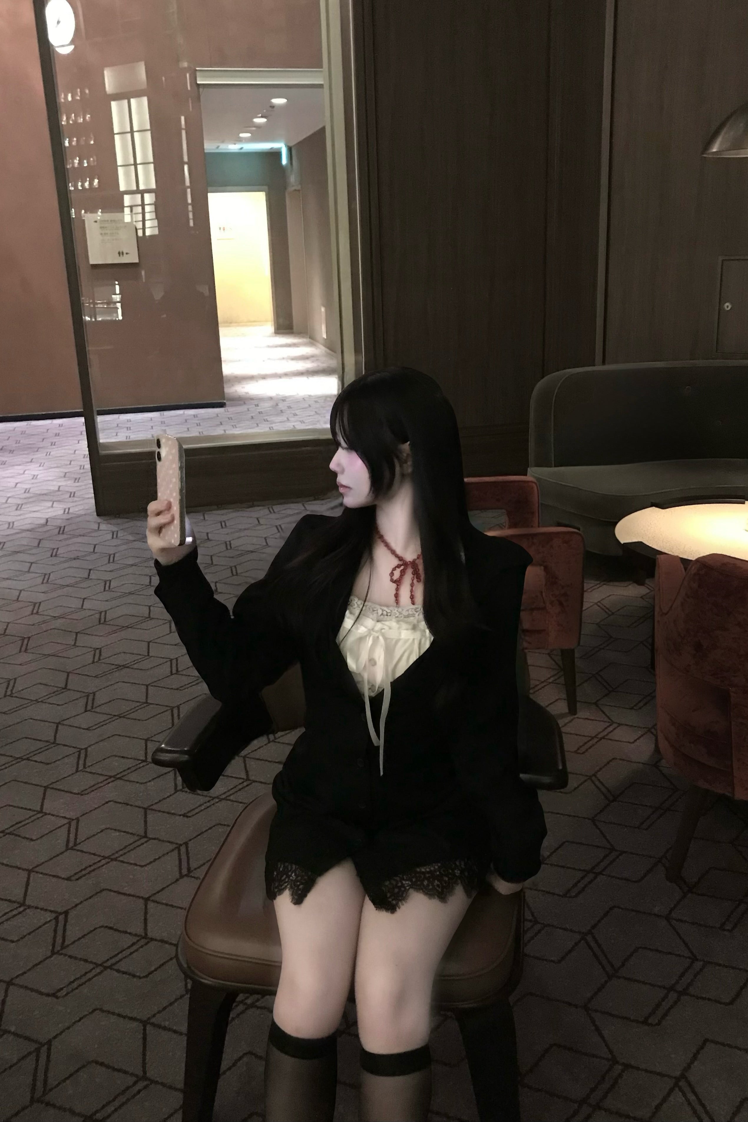 フロントボタンレースシャツワンピース KR14048