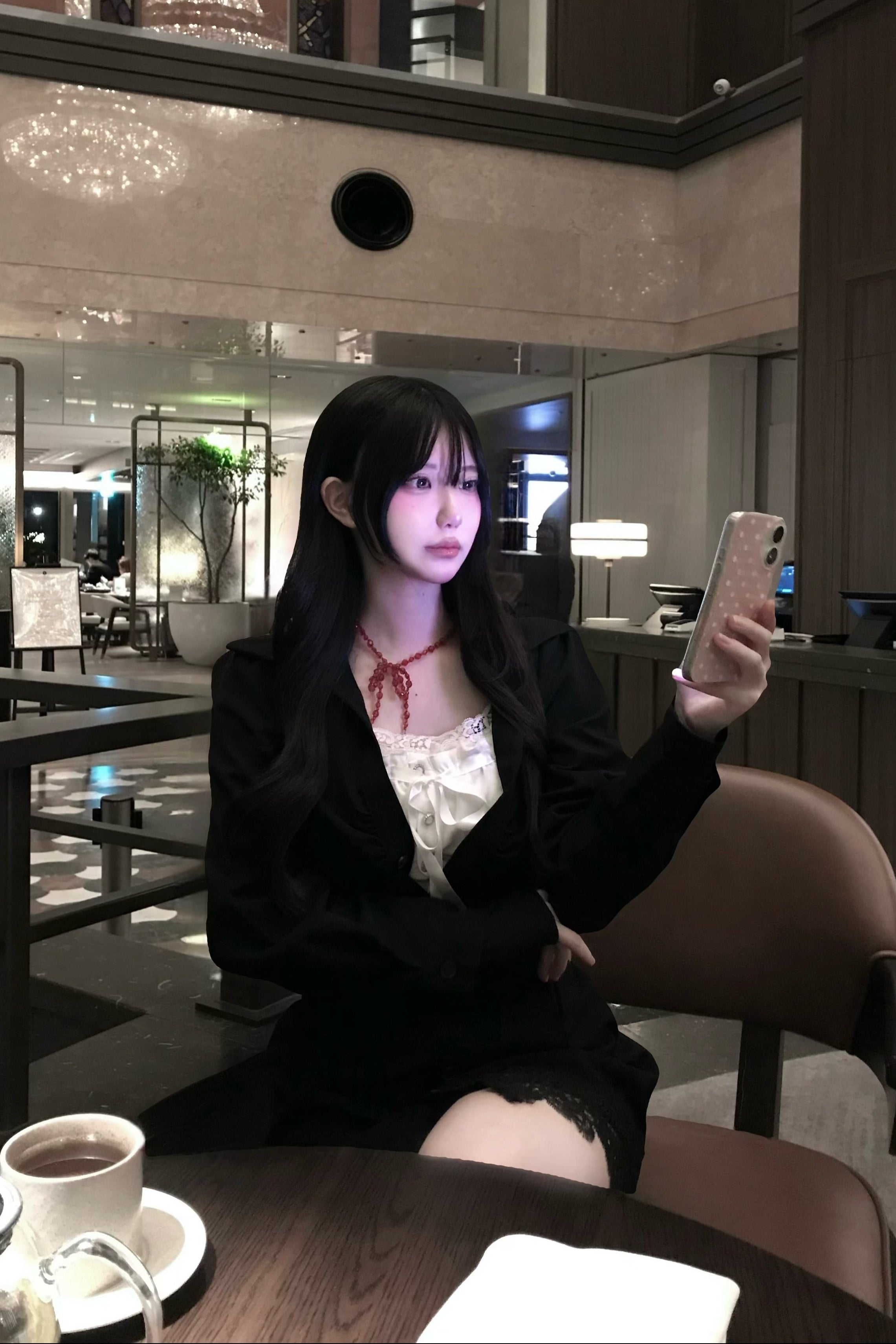 フロントボタンレースシャツワンピース KR14048