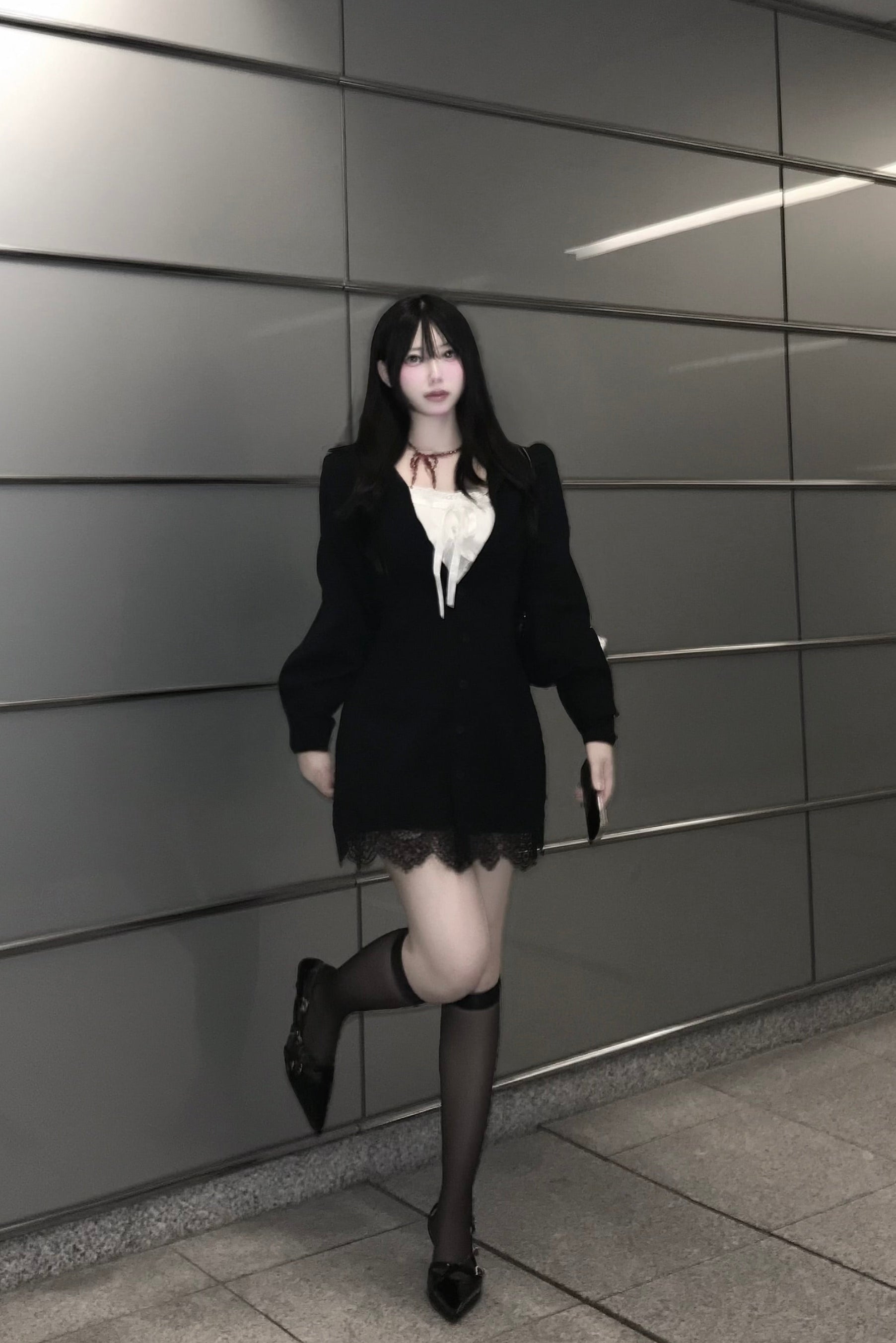 フロントボタンレースシャツワンピース KR14048