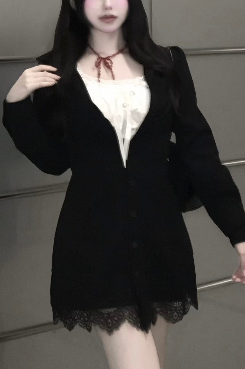 フロントボタンレースシャツワンピース KR14048