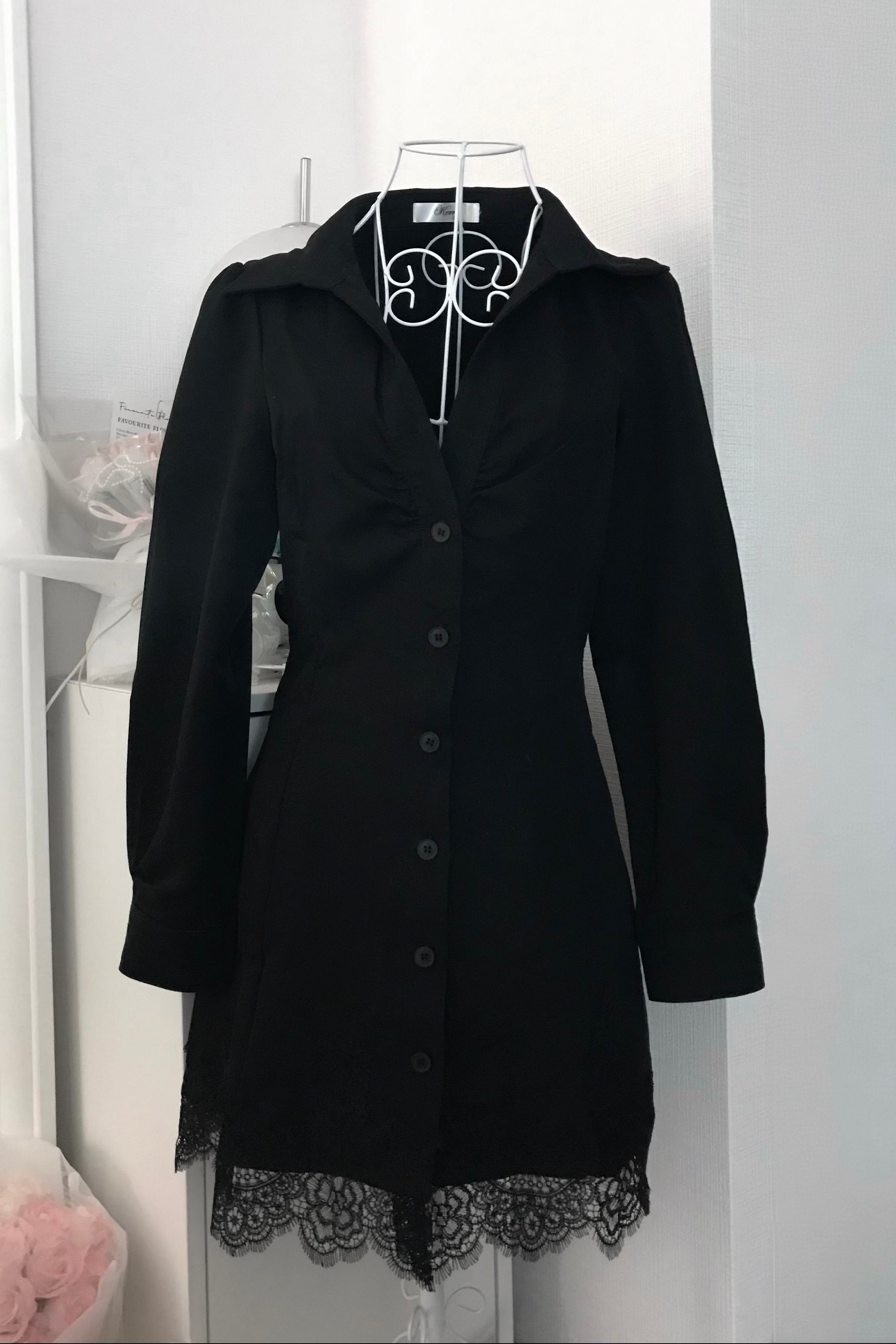 フロントボタンレースシャツワンピース KR14048