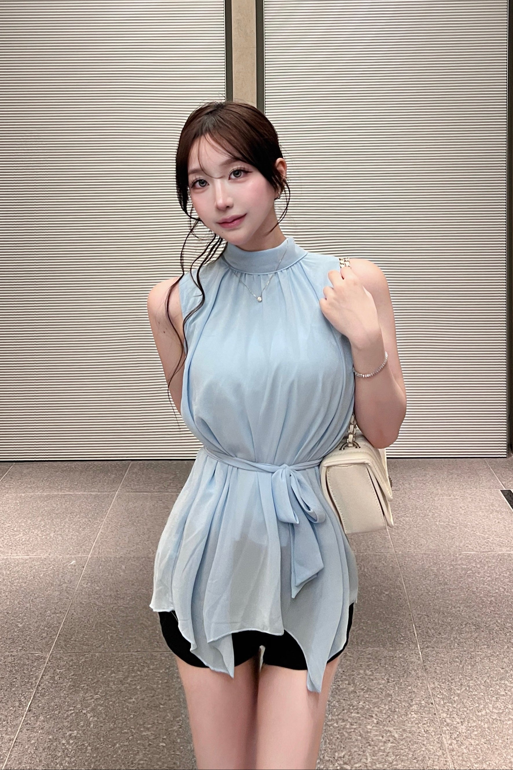 シフォンウエストタイブラウス KR14956