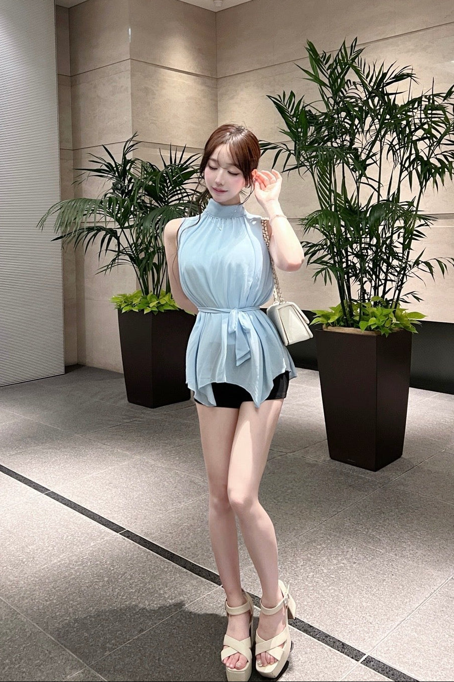 シフォンウエストタイブラウス KR14956
