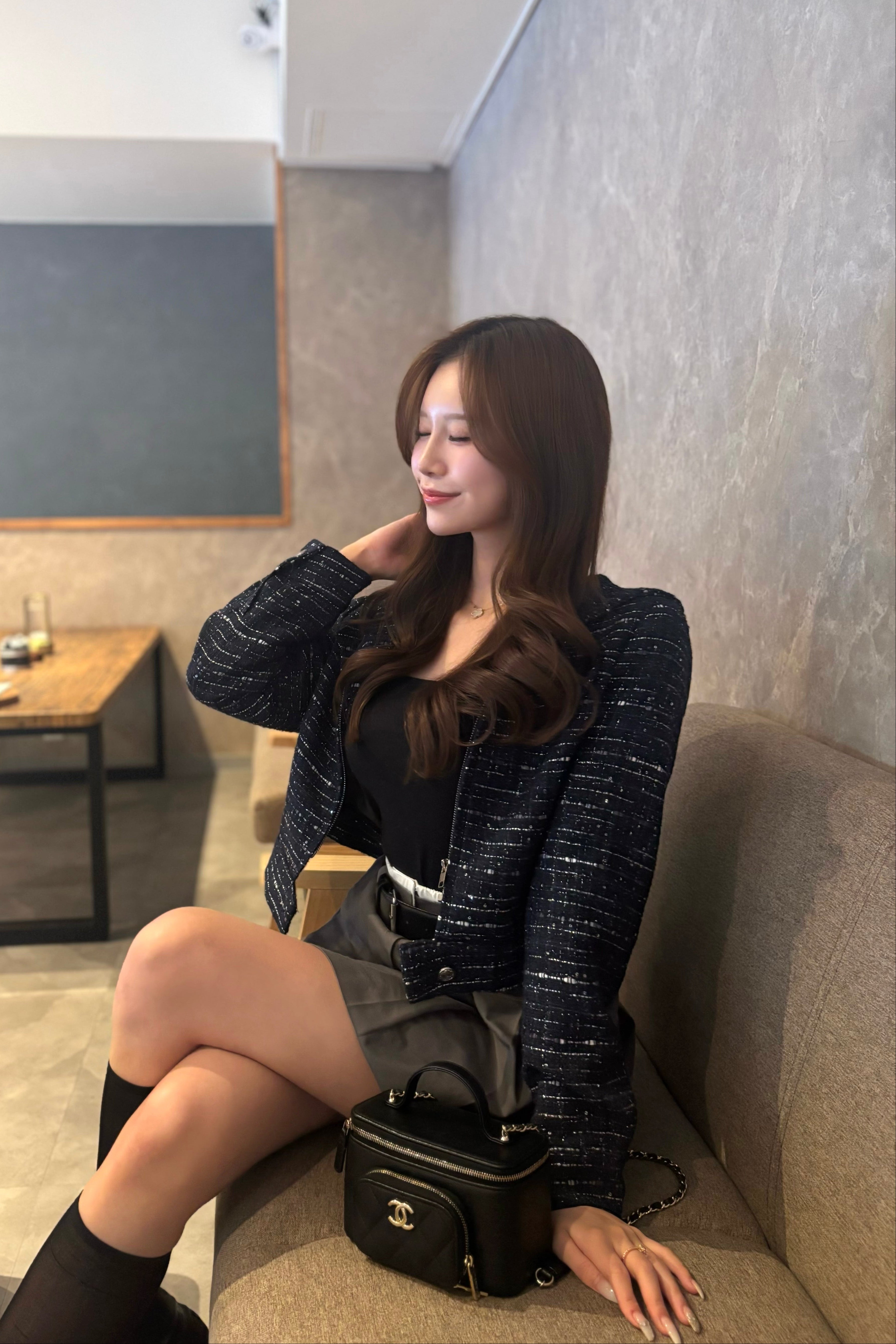 フードツイードショートジャケット KR30423