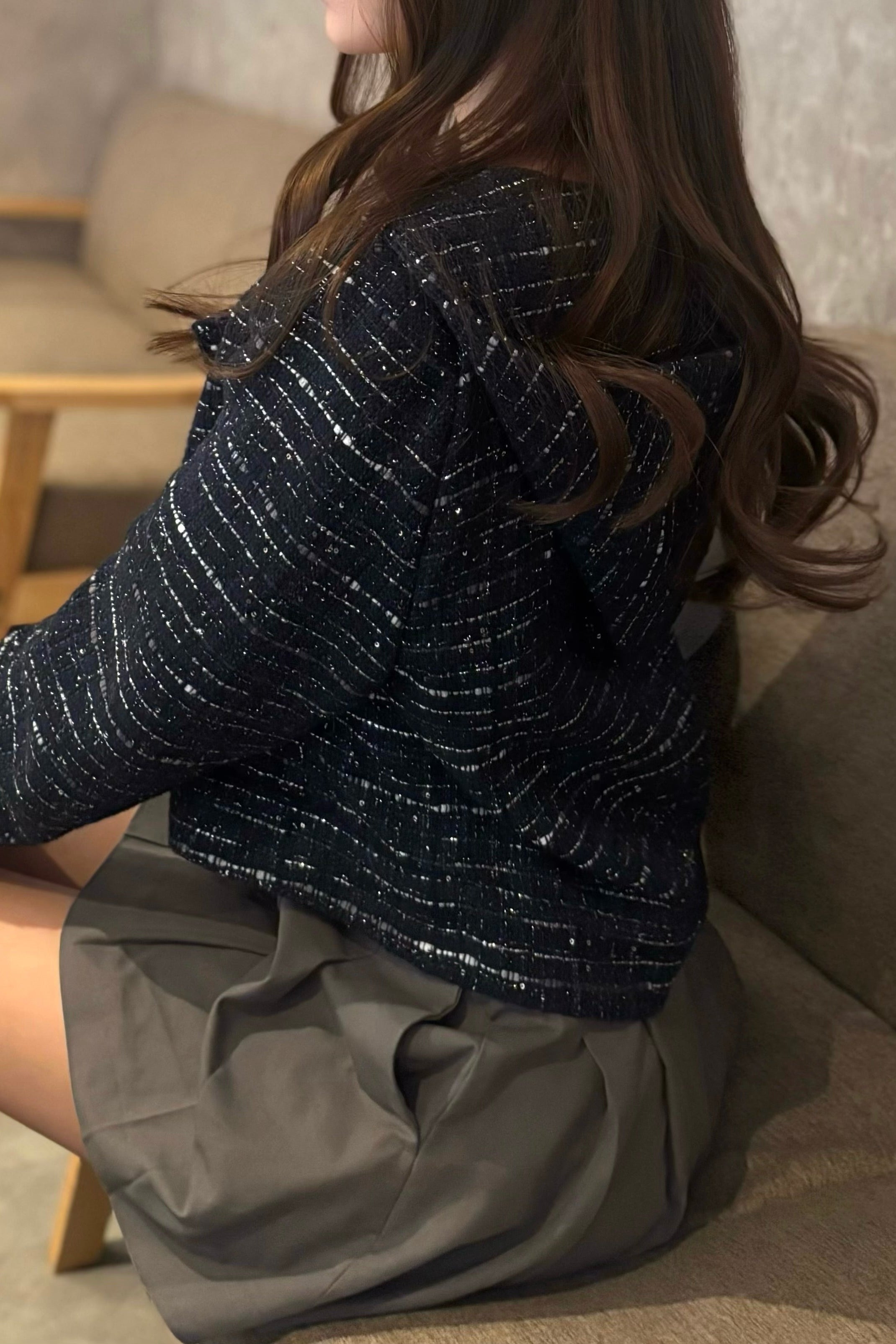 フードツイードショートジャケット KR30423