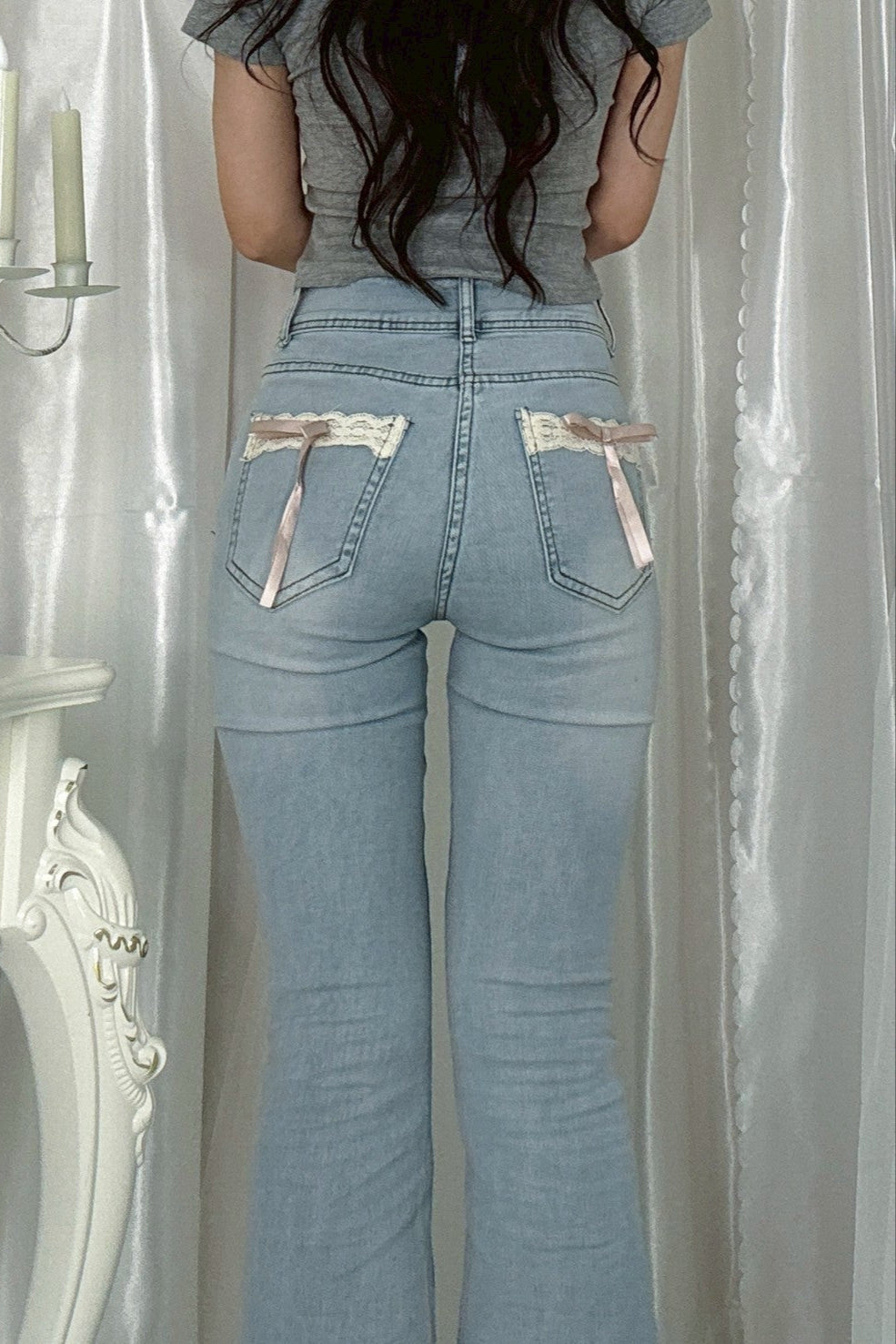 バックポケットリボンフレアパンツ KR10386